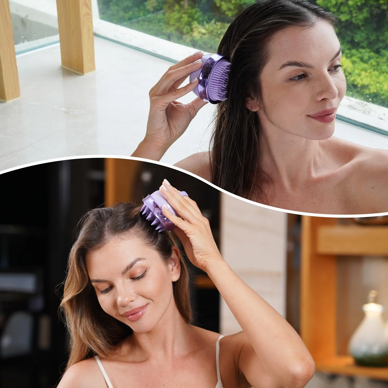 Brosse Massage Cuir Chevelu Scalp Massager Nettoyage Profondeur Silicone Double Face Exfoliation Pellicules
