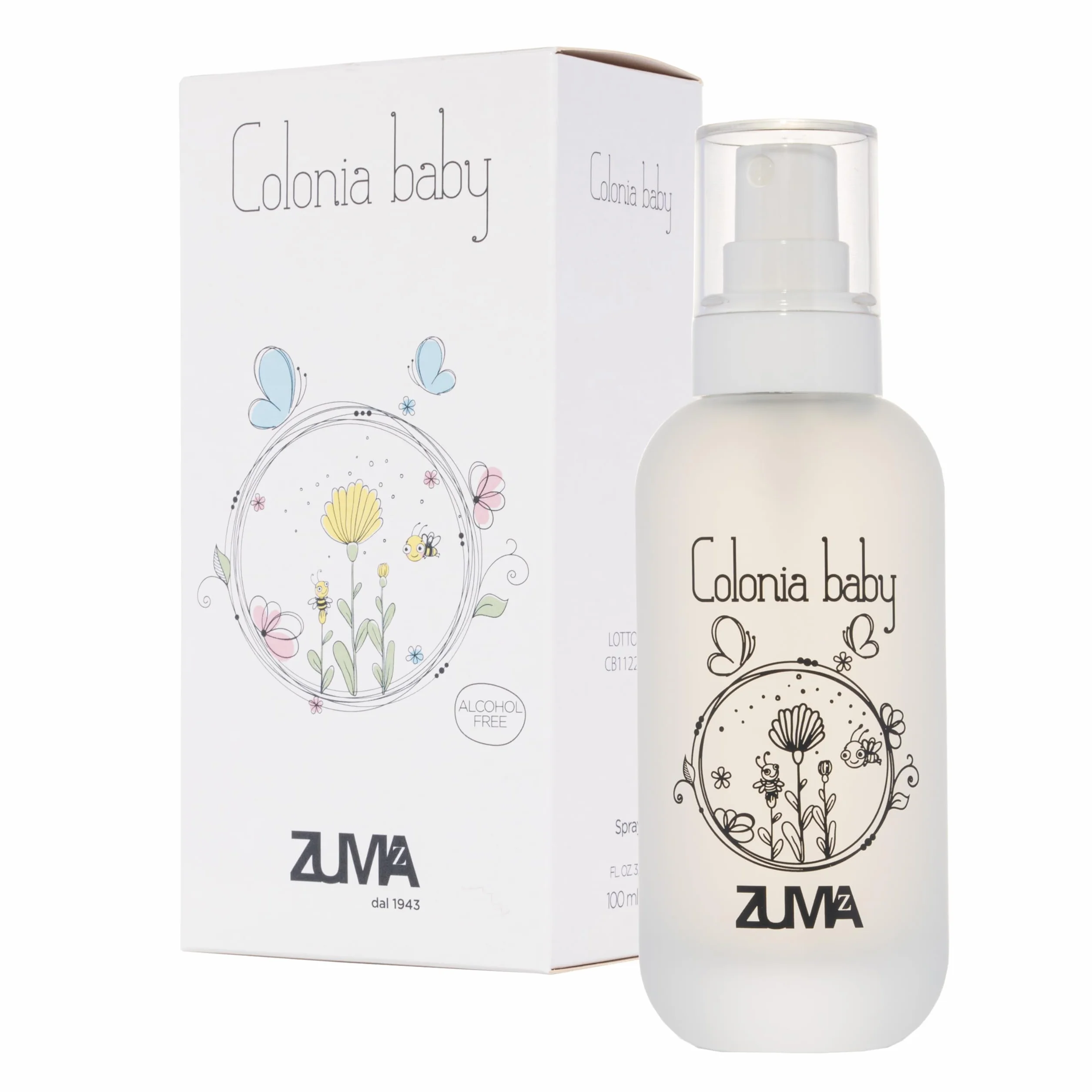 Profumi Zuma - Parfum Bébé Sans Alcool à la Fragrance Florale et Poudrée - Eau de Cologne pour Enfants - Parfum Fille et Garçon Unisexe en Spray - Made in Italy (Colonia Baby Senza Alcol 100 ml)