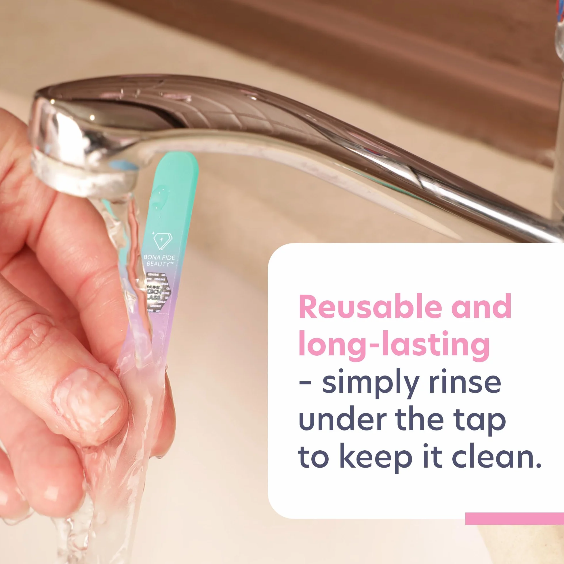 Lime à Ongles en Verre Premium Bona Fide Beauty - Verre Tchèque pour Ongles Naturels, Finition Lisse