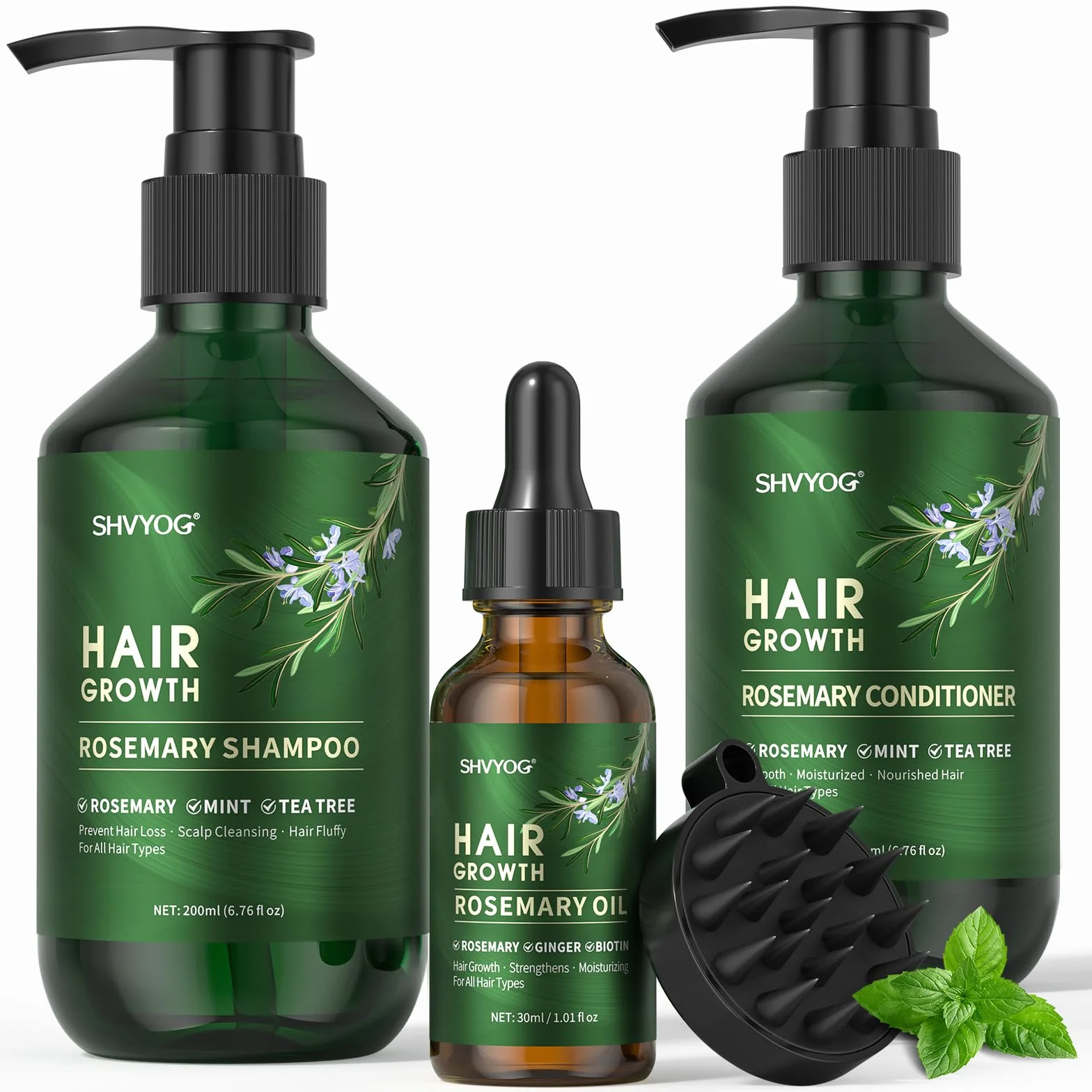 Shampooing et après-shampooing au romarin biotiné à la menthe, shampoing bio anti-chute, nettoyant et soin cuir chevelu, cadeau homme/femme
