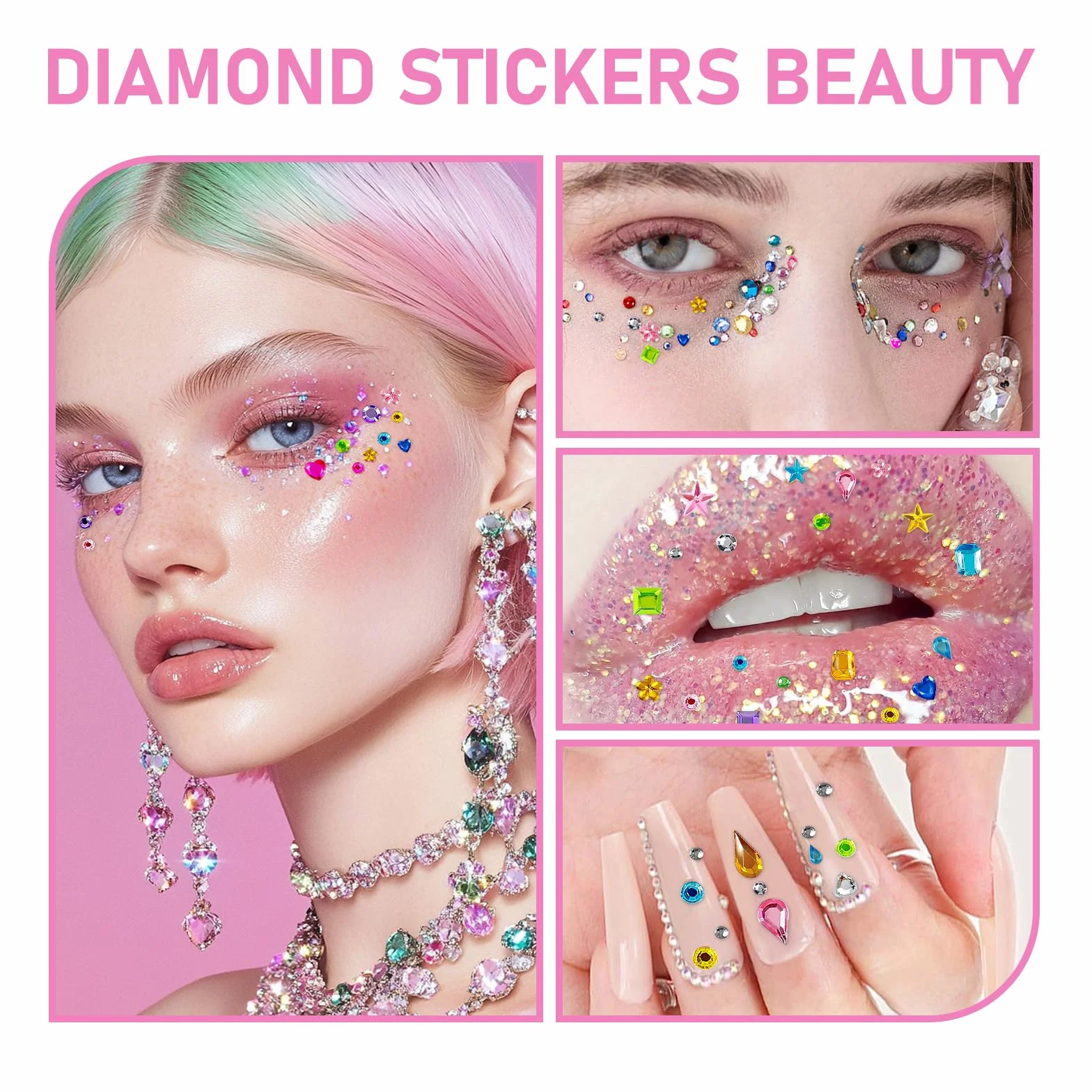 Sularpek 3822 Pcs Strass Autocollants Visage Maquillage Multicolores DIY Artisanat