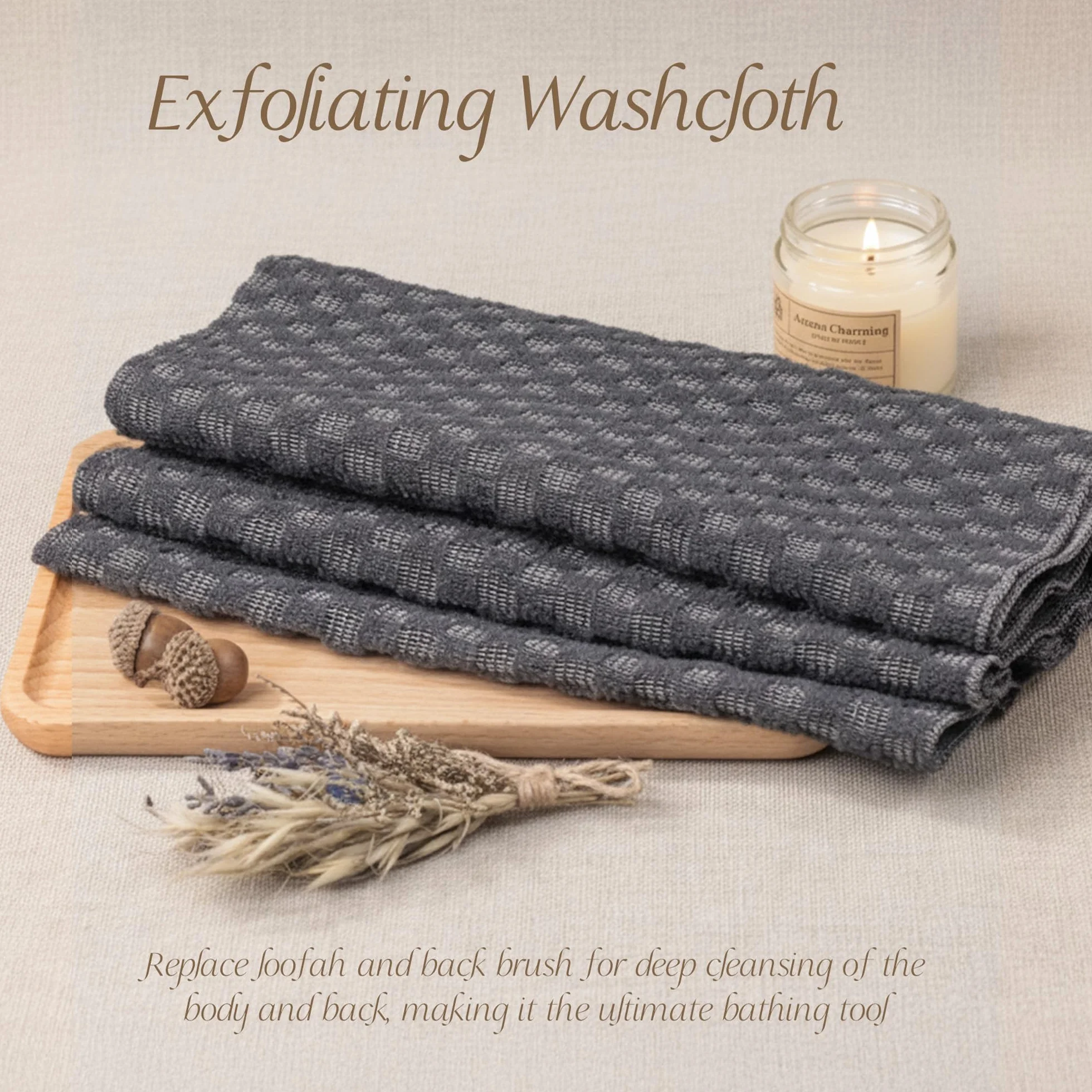 Yiclick Éponge exfoliante corps luffa gommage corporel gris