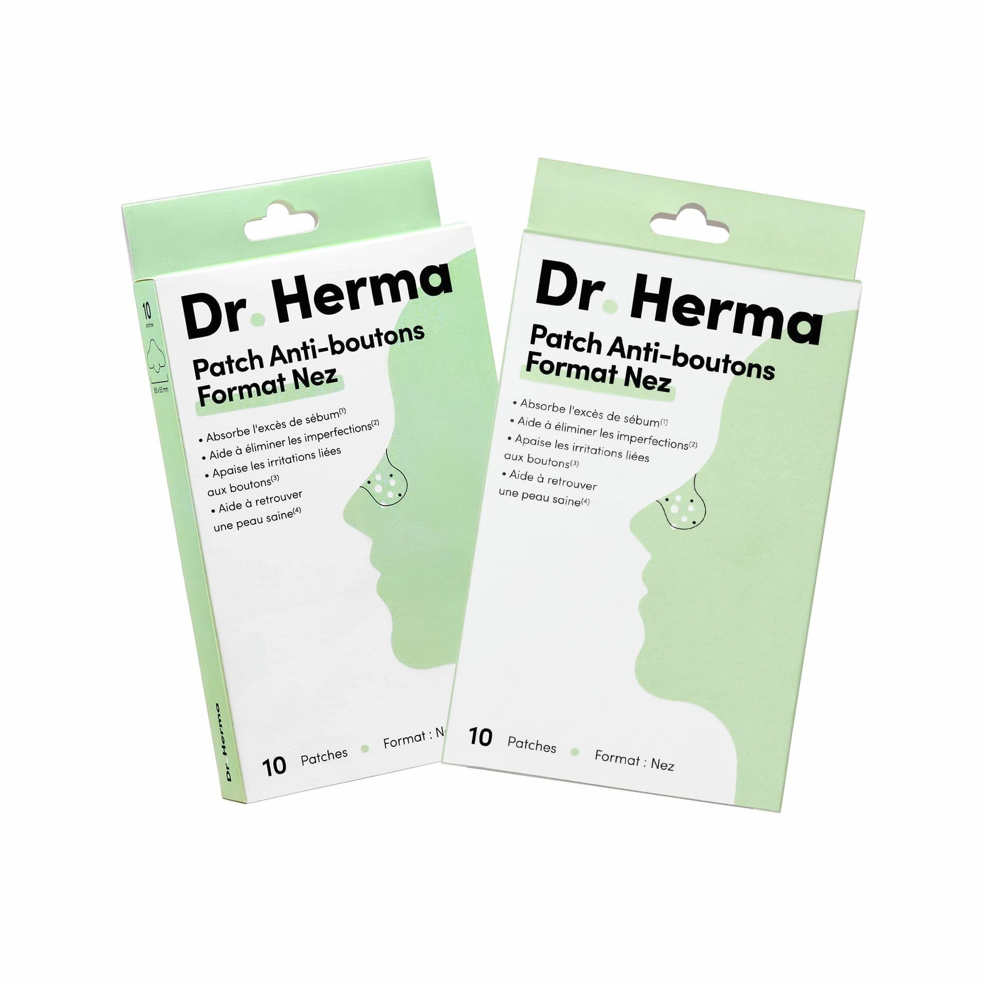 Dr. Herma - Patch Anti Bouton - Adapté au Nez - Résultats en 6 à 8h - Testé sous contrôle dermatologique - Acide Salicylique, Hydrocolloïdes, Huile d'Arbre à Thé - 2 Boîtes de 10 patchs