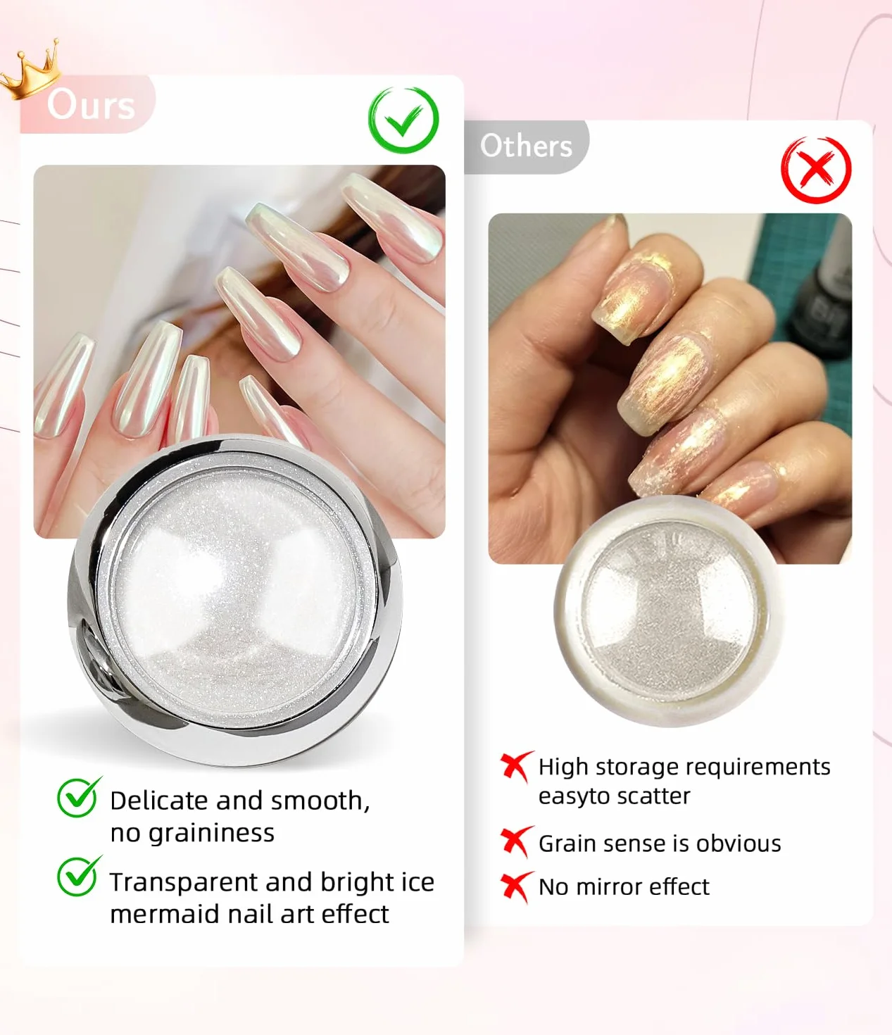 Poudre Chrome Ongle Nacrée BISHENGYF 3Pcs Aurora Poudres Chromée Ongle Blanches Transparente Holo Paillettes Ongles Effet Miroir Nail Art DIY