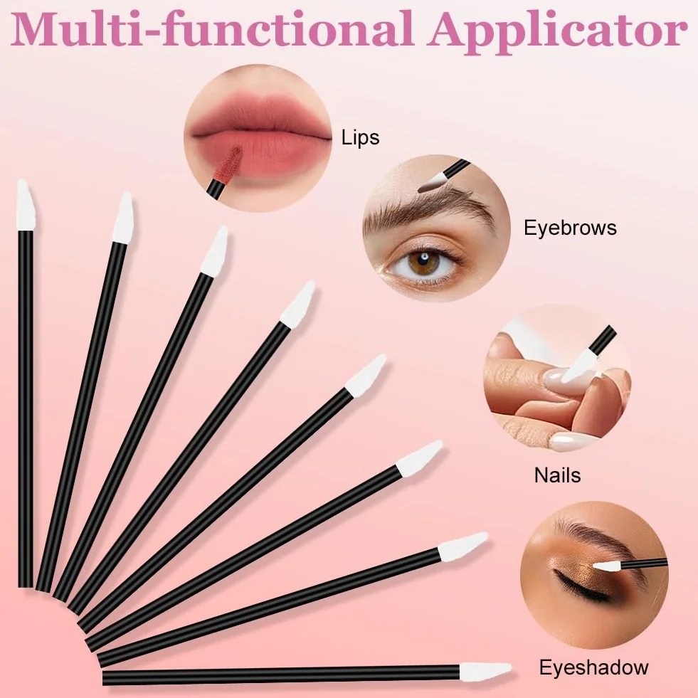 Pinceaux Lèvre Jetables 100 pcs Applicateur Batonnet Kit Maquillage Noir
