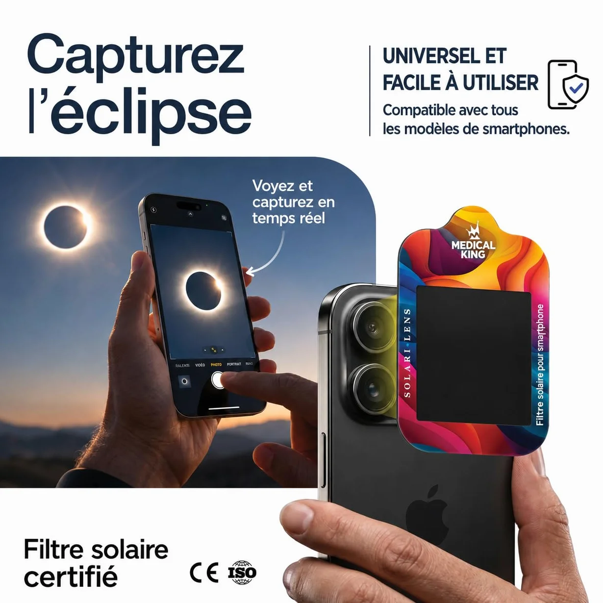 Lunettes Eclipse Solaire ISO 12312-2 Lot de 2/12/20 Paires avec Filtres Solaires Smartphone Protection des Yeux