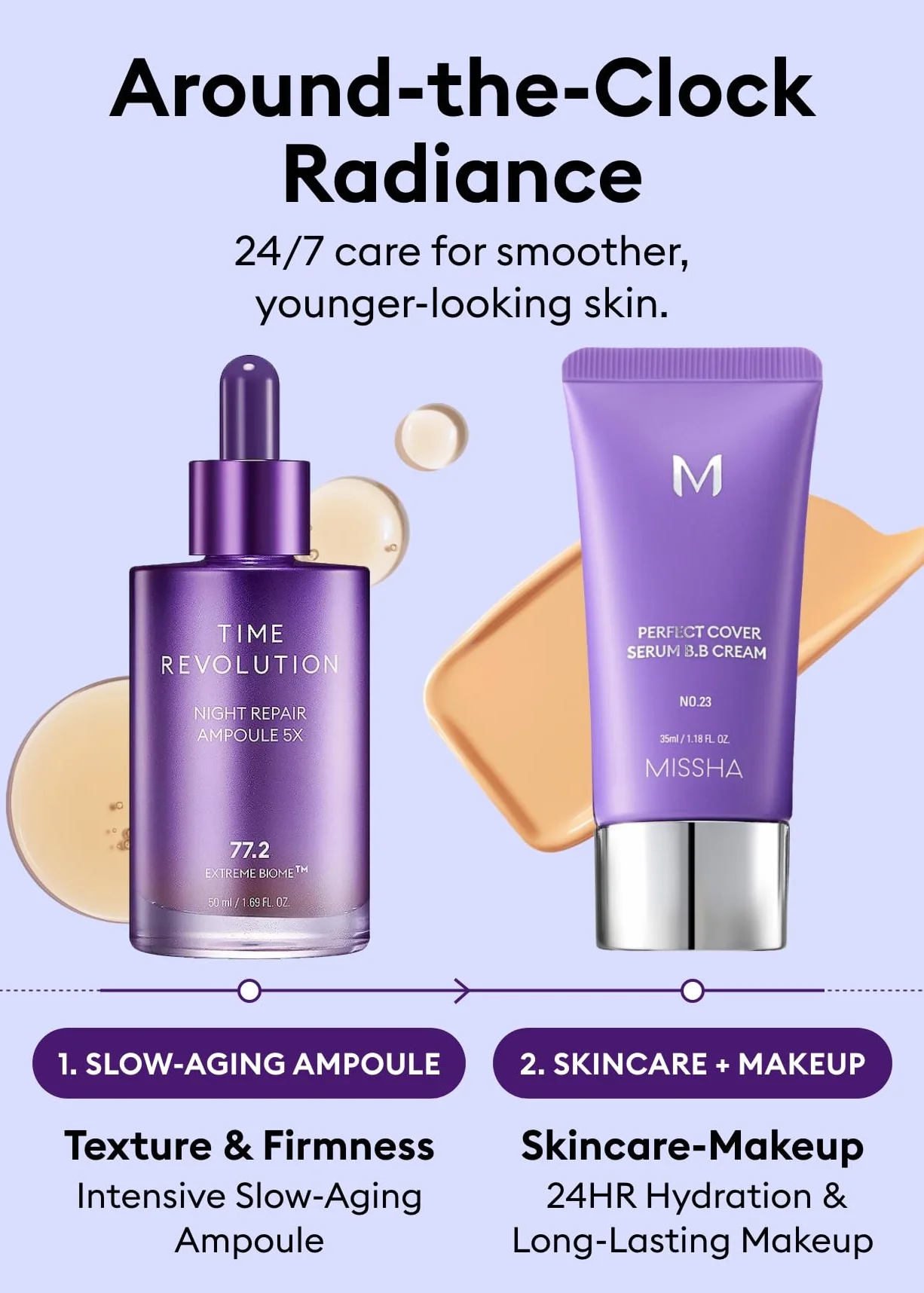 MISSHA - Time Revolution Night Repair Ampoule 5X | Revitalise la Peau Nocturne | Combat les Signes du Vieillissement | Améliore Texture et Élasticité, Naturel, 50 ml