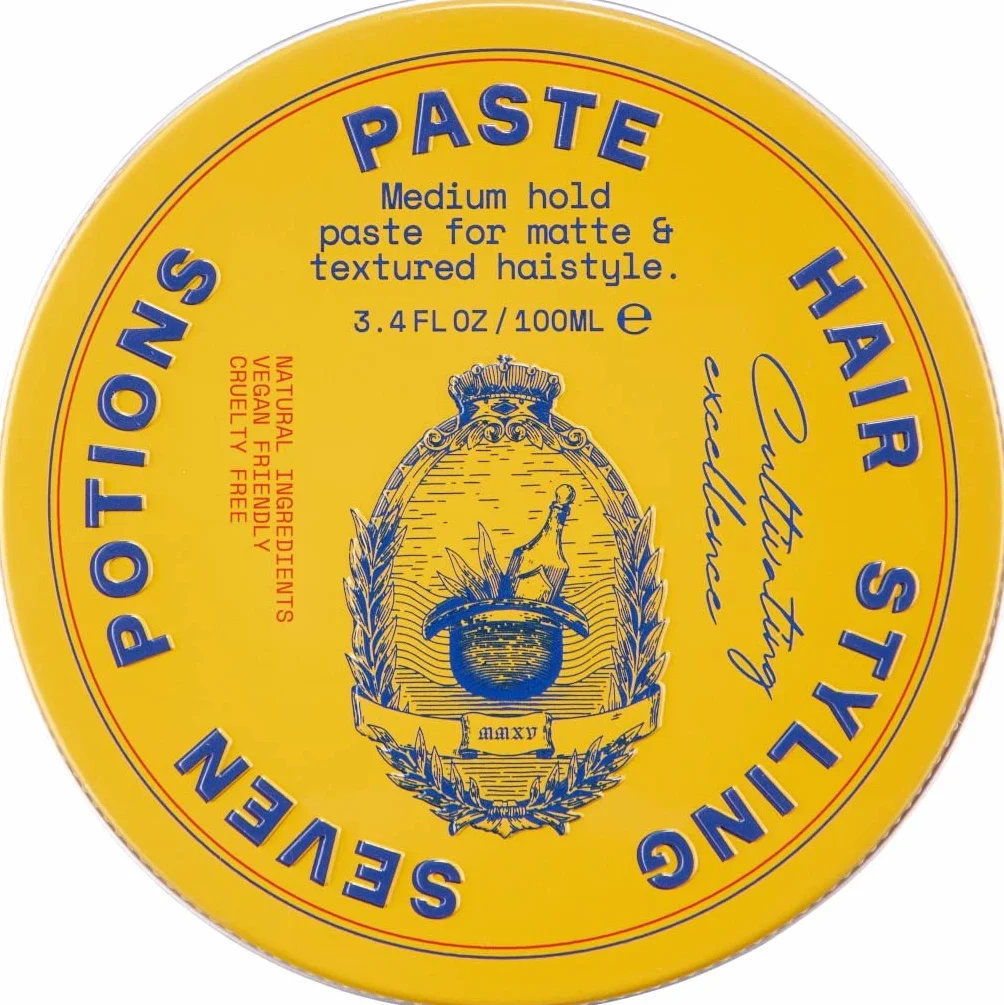 Seven Potions Pâte coiffante pour homme 100 ml – Adhésion moyenne et flexible – Fini mat et texturé – Application facile – Naturel, végétalien, sans cruauté