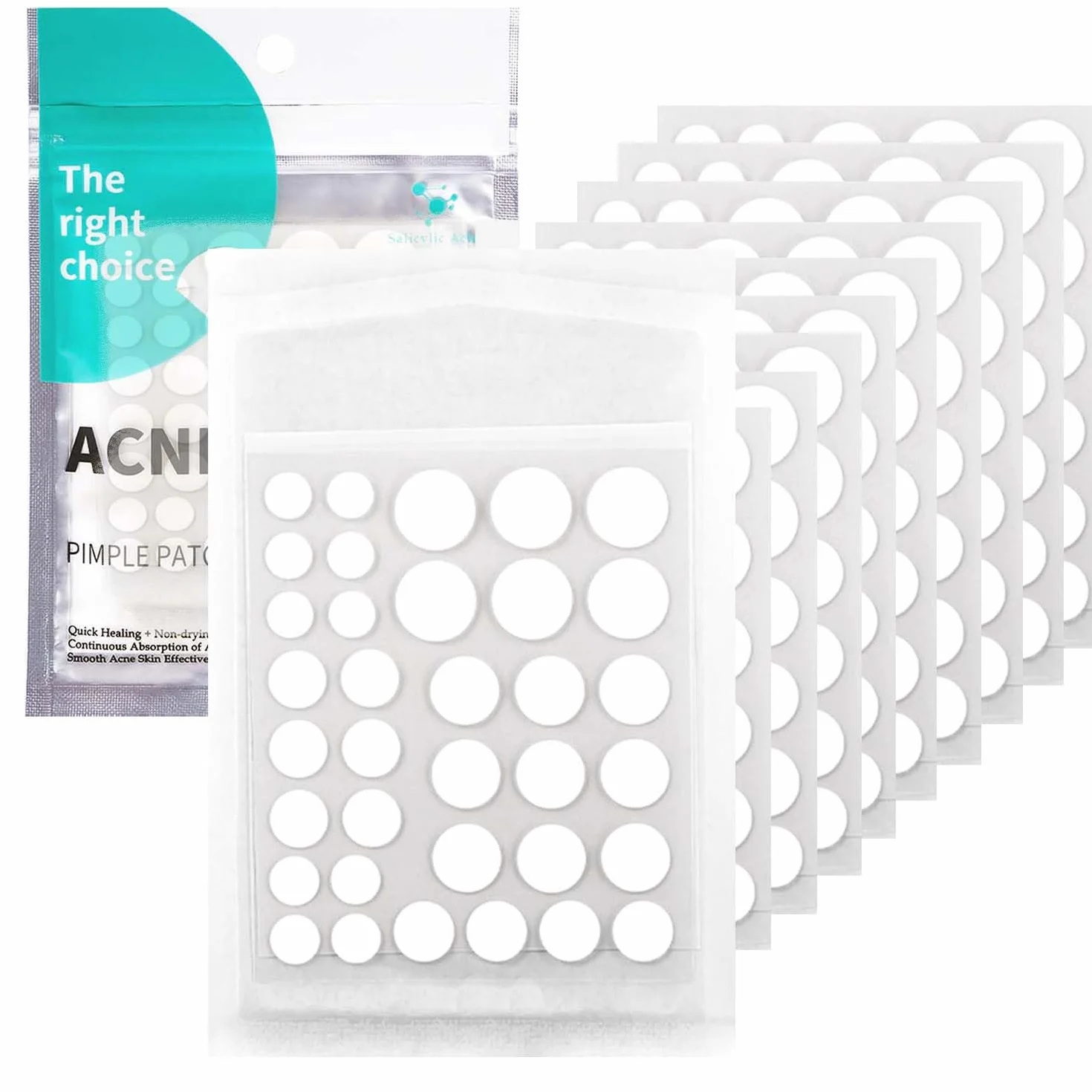 Pimple Patches 350 pièces Hydrocolloïde Acné Patch Invisible avec Huile De Tea Tree Et Acide Salicylique 5 tailles
