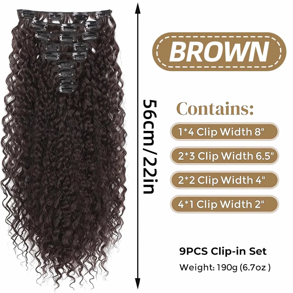 Postiche afro bouclé à clip fibre douce et résistante, confort longue durée, parfait pour look unique au quotidien, événements culturels, fêtes et concerts en plein air(Brun Foncé-4#)