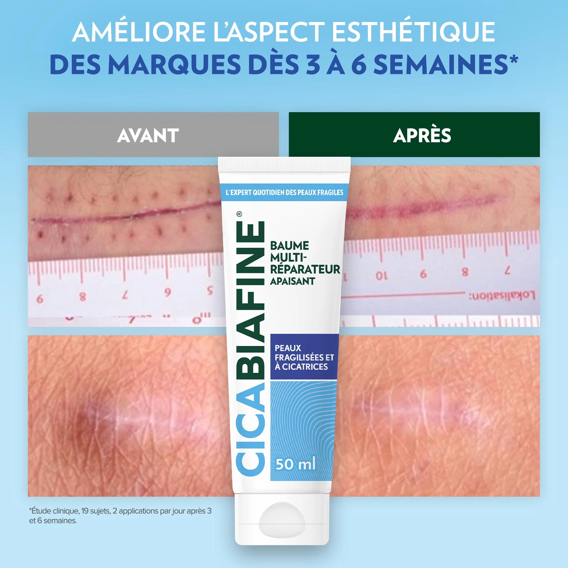 Cicabiafine Baume Multi-Réparateur Apaisant 50 ml Hydratant Peaux Fragilisées Cicatrices Glycérine Panthénol Acide Hyaluronique Centella Asiatica