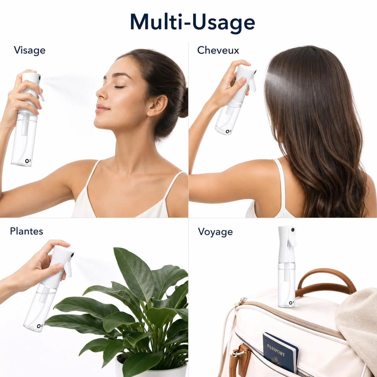 Brumisateur d'Eau Rechargeable 300ML Vaporisateur Cheveux Visage Vaporisateur Eau Visage Coiffure Flacon Pulvérisateur Écologique Brume Ultra Fine Anti-Gouttes