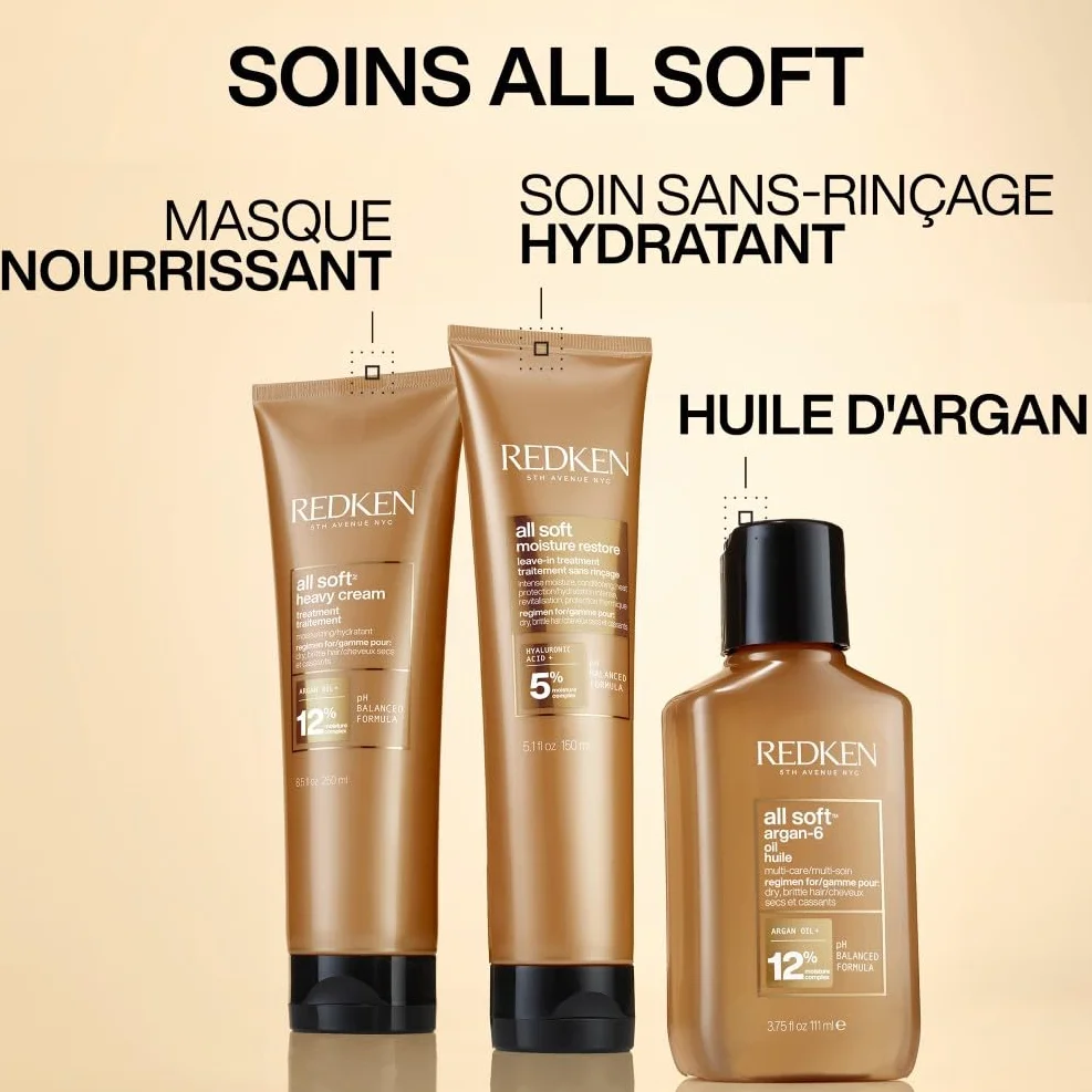 REDKEN All Soft Masque Hydratant Cheveux Secs Kératine Huile d'Argan 250ml