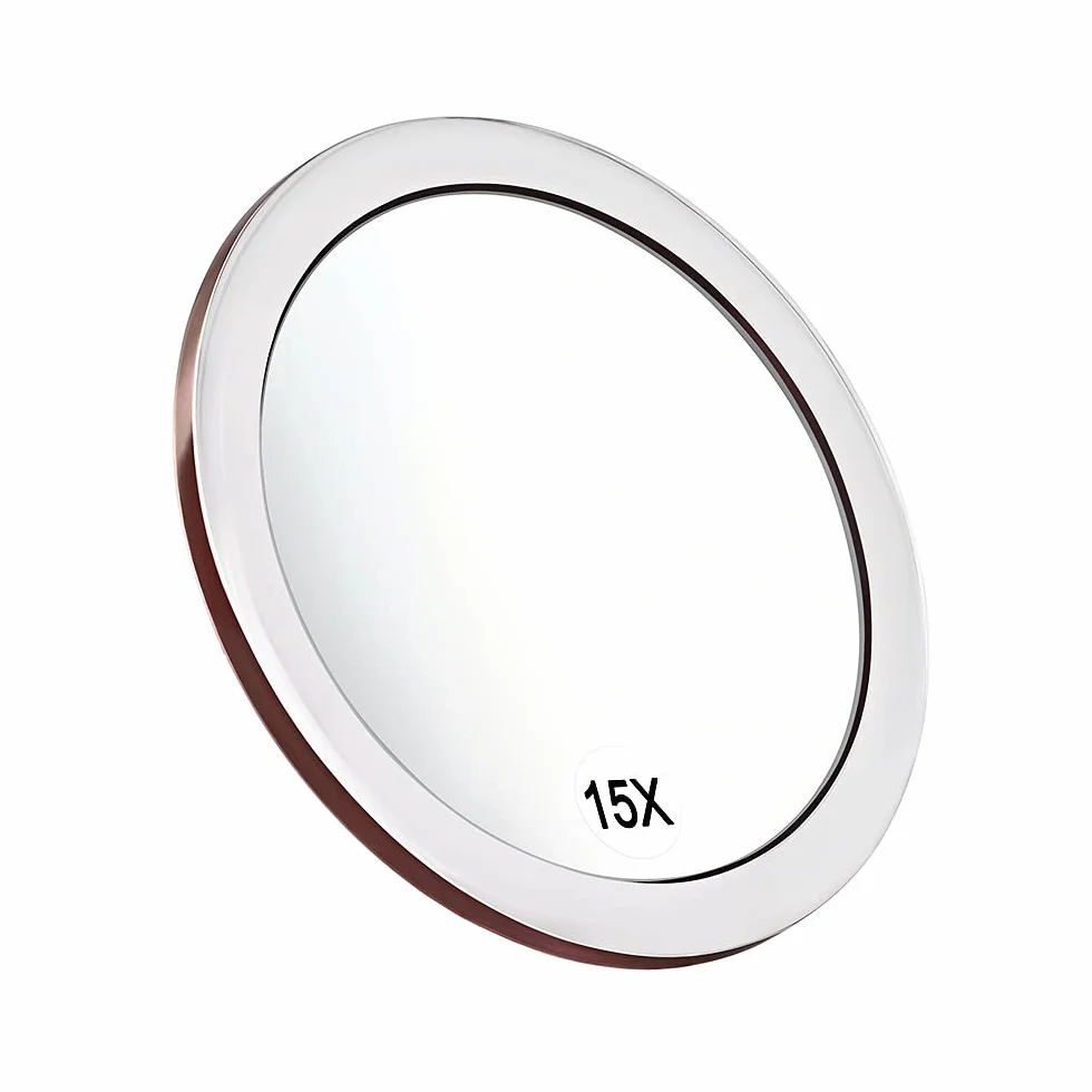 Miroir grossissant 15X 15 cm rond avec ventouses pour maquillage et épilation