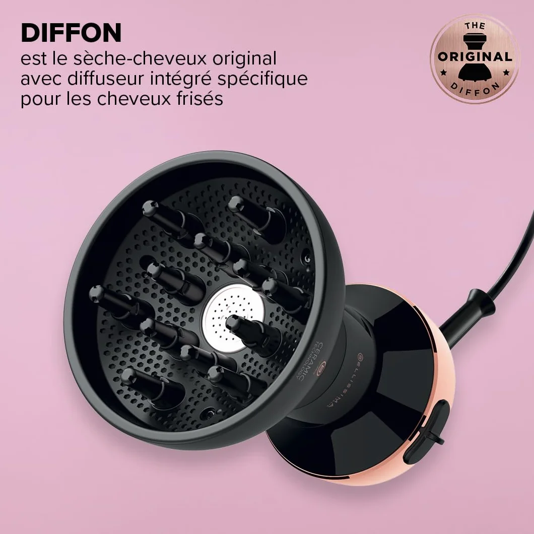 Bellissima My Pro Diffon Ceramic Sèche-cheveux Diffuseur Tout-en-Un 700 W Technologie Céramique 2 Puissances