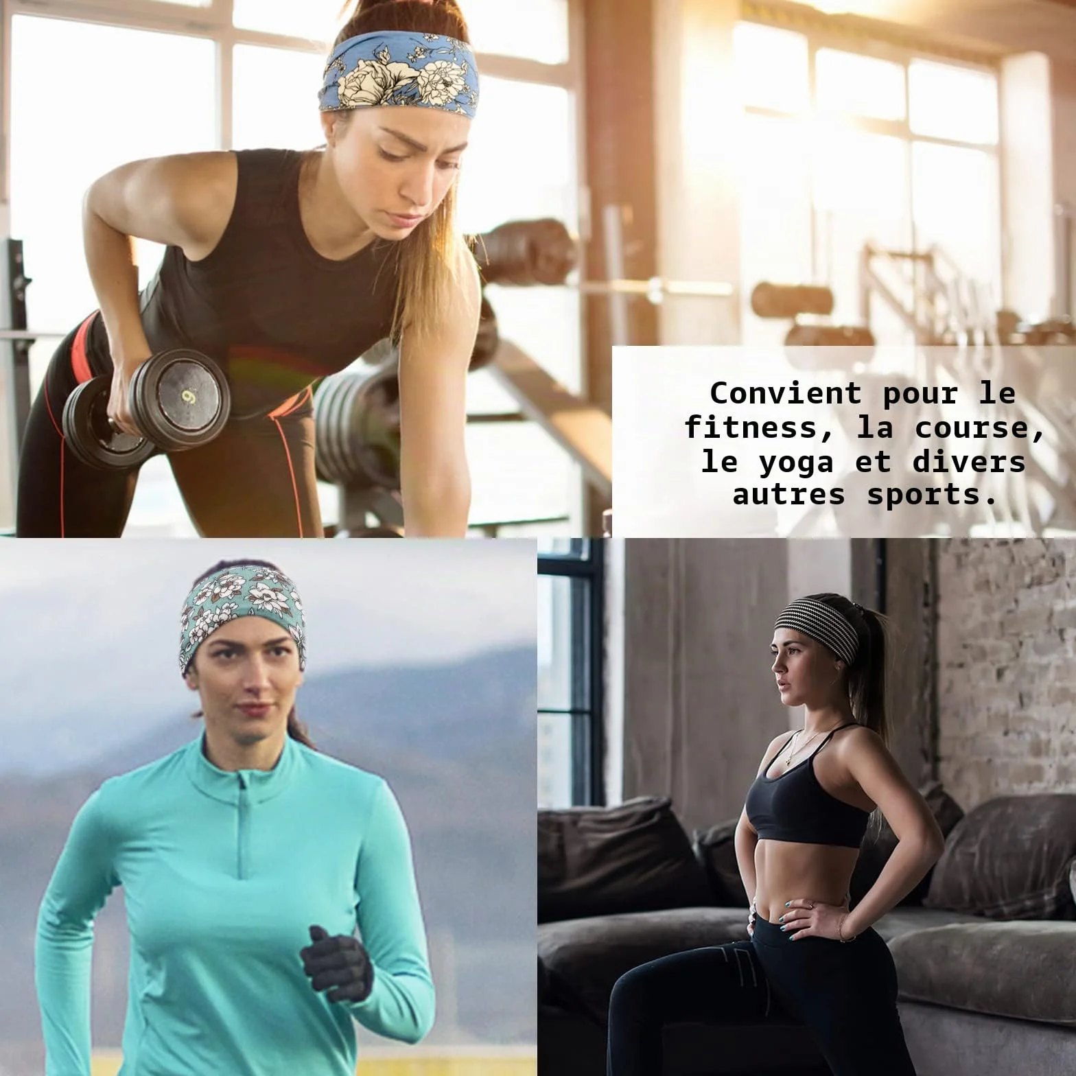 Bandeau Cheveux pour Femme Yoga Courir Sport Entraînement Accessoire
