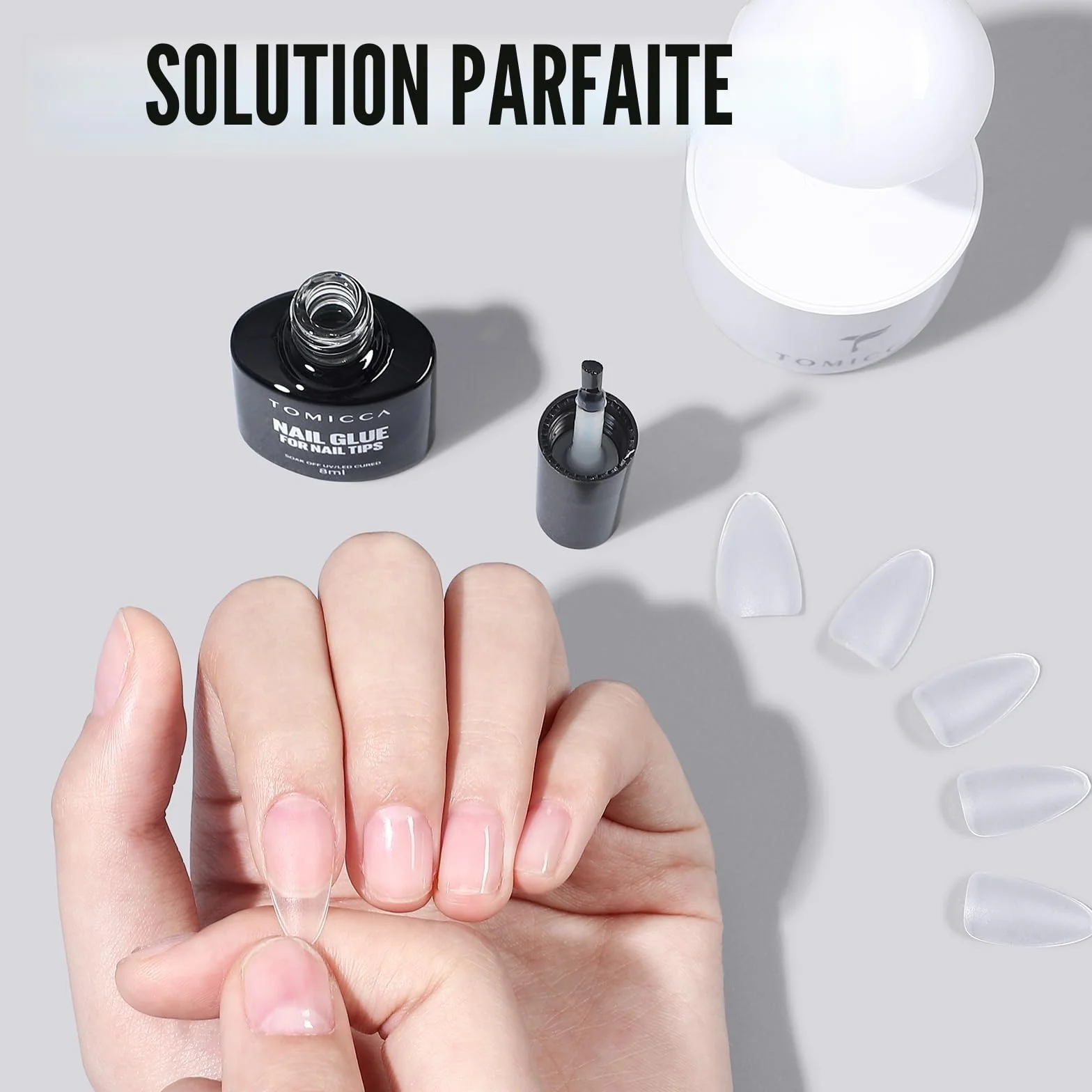 TOMICCA Colle à Faux Ongles Extra Forte 6 en 1 Gummy Base Pose Americaine 8ML