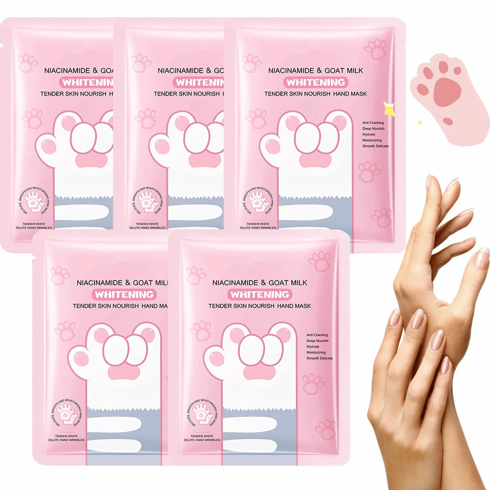 Masques Hydratants et Exfoliants pour les Mains – 5 Paires, Hydrate Profondément la Peau Endommagée