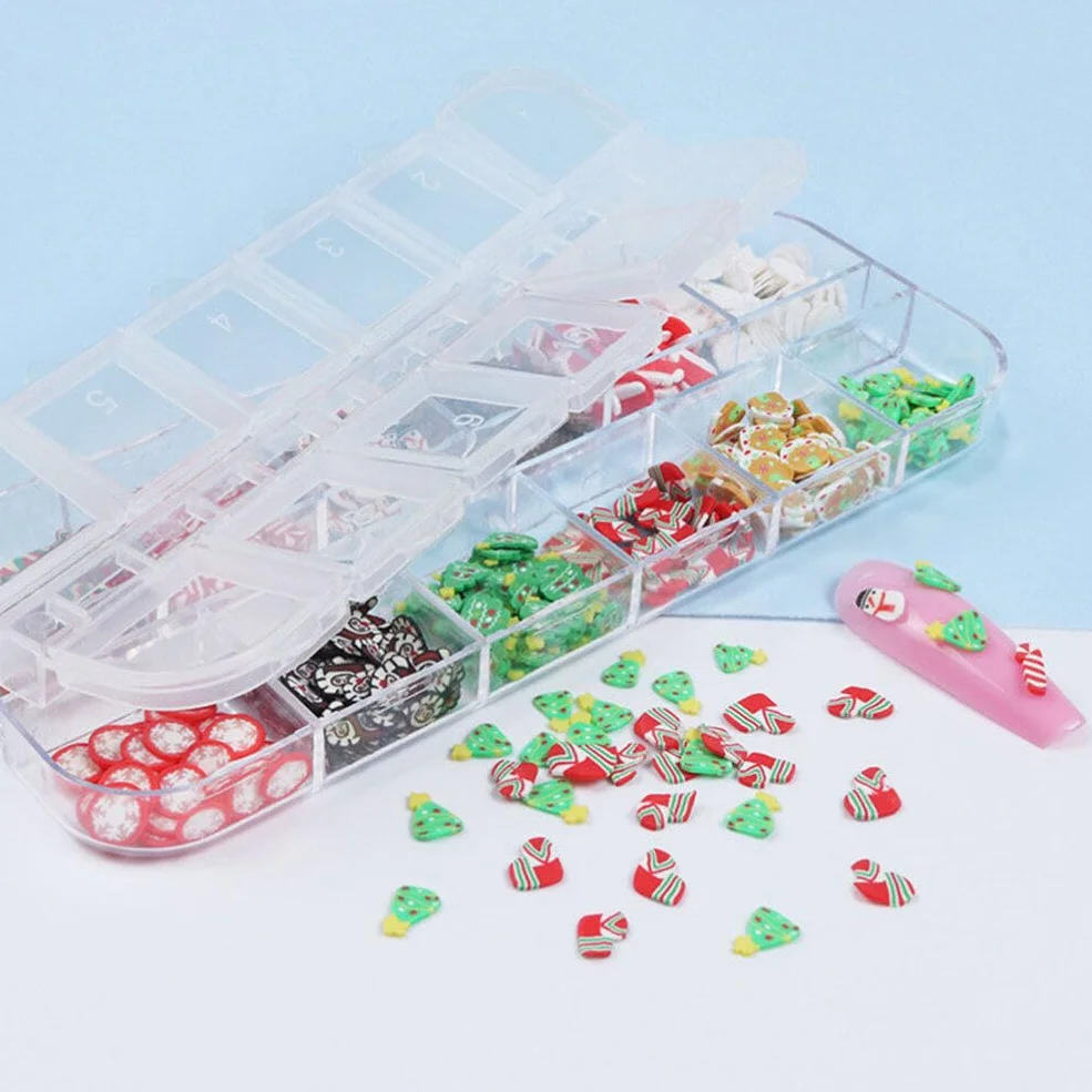 Ciieeo 2 Boîtes Paillettes Nail Art Noël Argile Polymère Ongles Acrylique