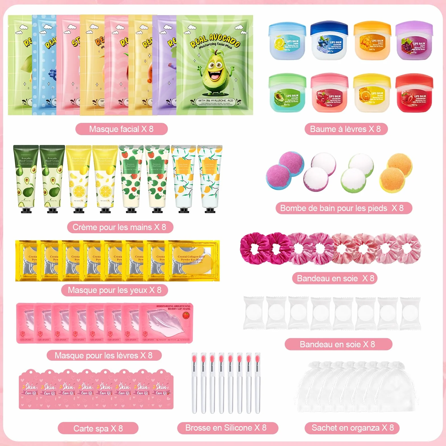 Coffret Cadeau Femme Spa Anniversaire 80 pces Bain et Soins Masques Crèmes Mains Bombes Baumes Lèvres Noël Maman Amie
