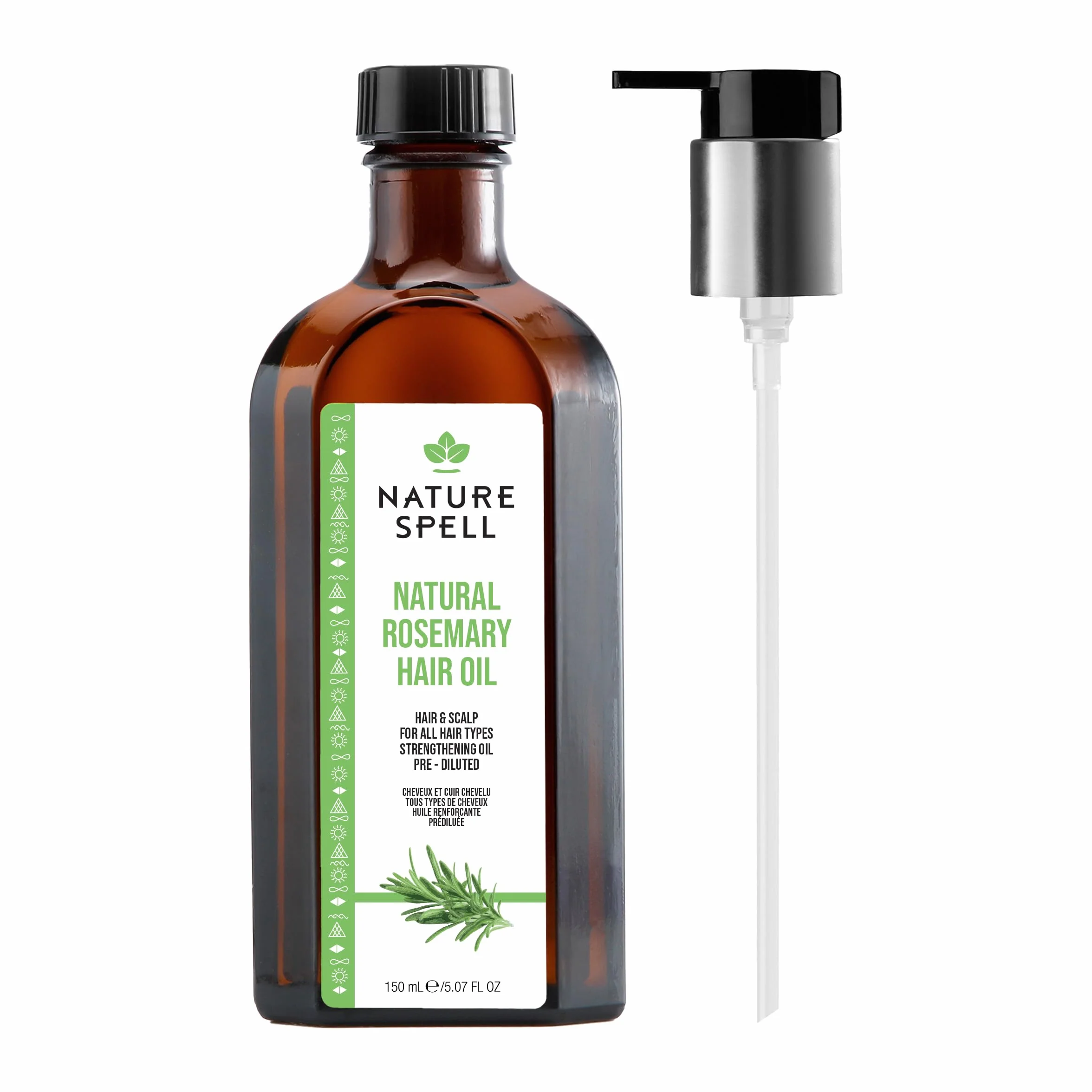 Nature Spell Huile de Romarin Croissance Cheveux Pompe Doseuse 150 ml