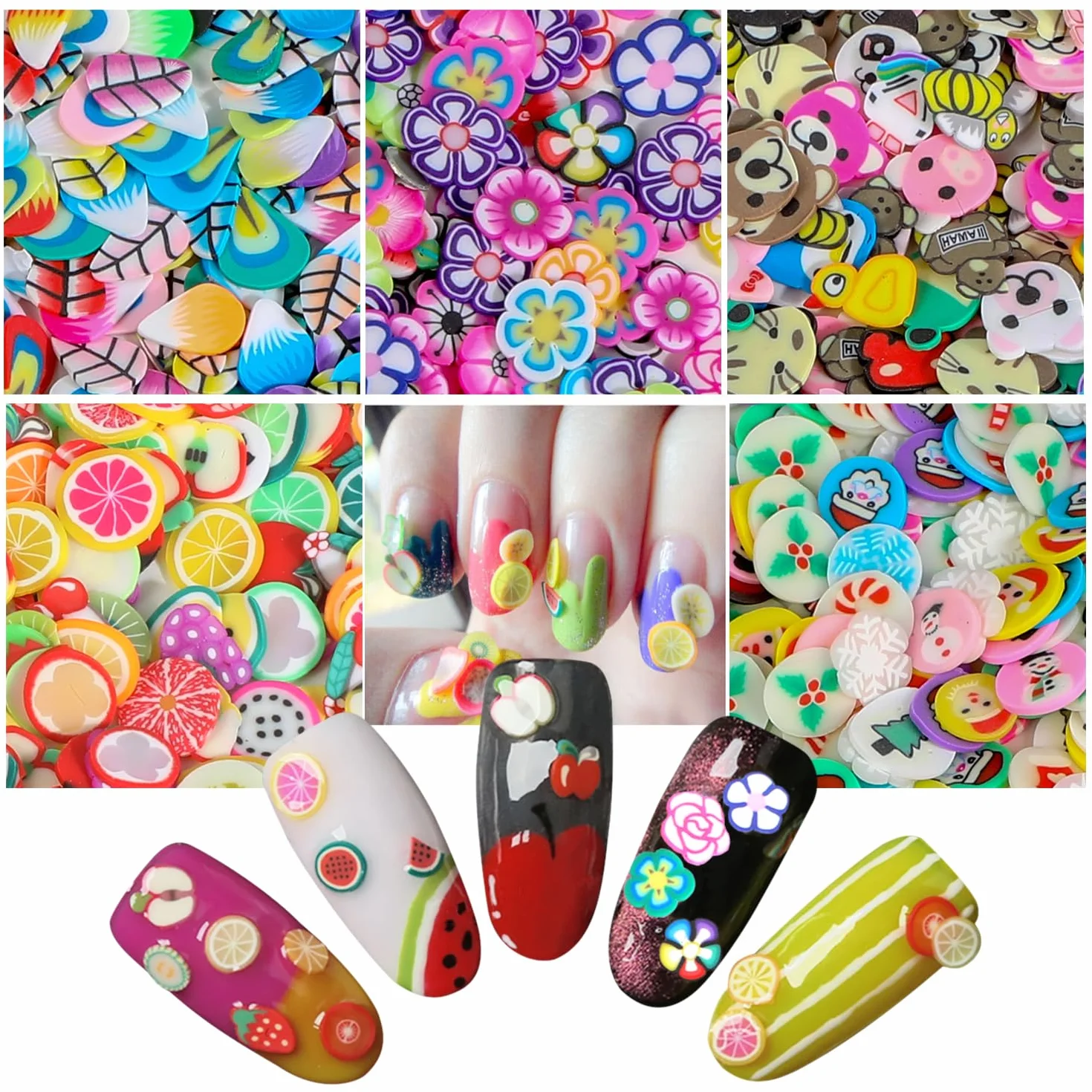 3000 Pièces Fruits Ongles Autocollants 3D Mignonne pour Ongles Décorations