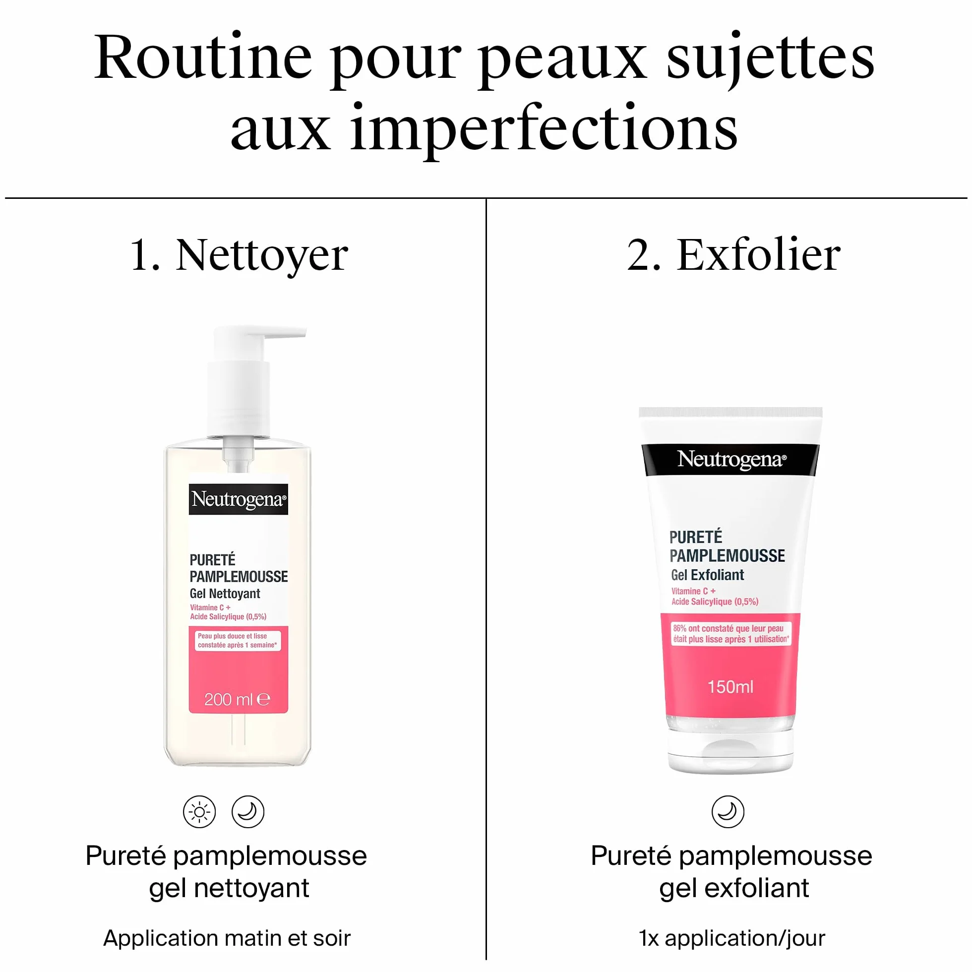Neutrogena Gel Nettoyant Pureté Pamplemousse 200 ml Nettoyant Visage Vitamine C Acide Salicylique 0,5%