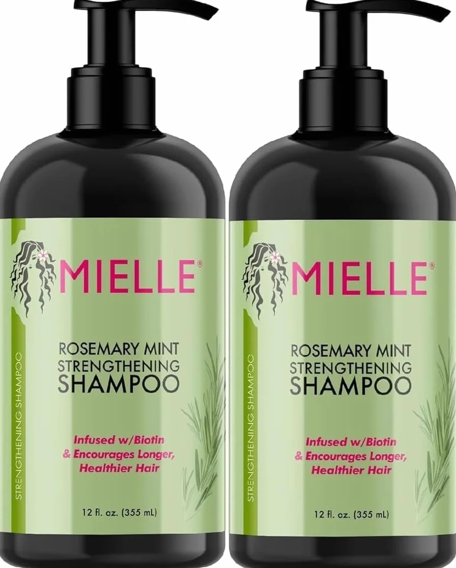 Mielle - Shampooing à la menthe et au romarin avec biotine - Favorise la croissance des cheveux - Renforce les cheveux faibles et cassants - Nettoie en profondeur le cuir chevelu - 355 ml - Lot de 2