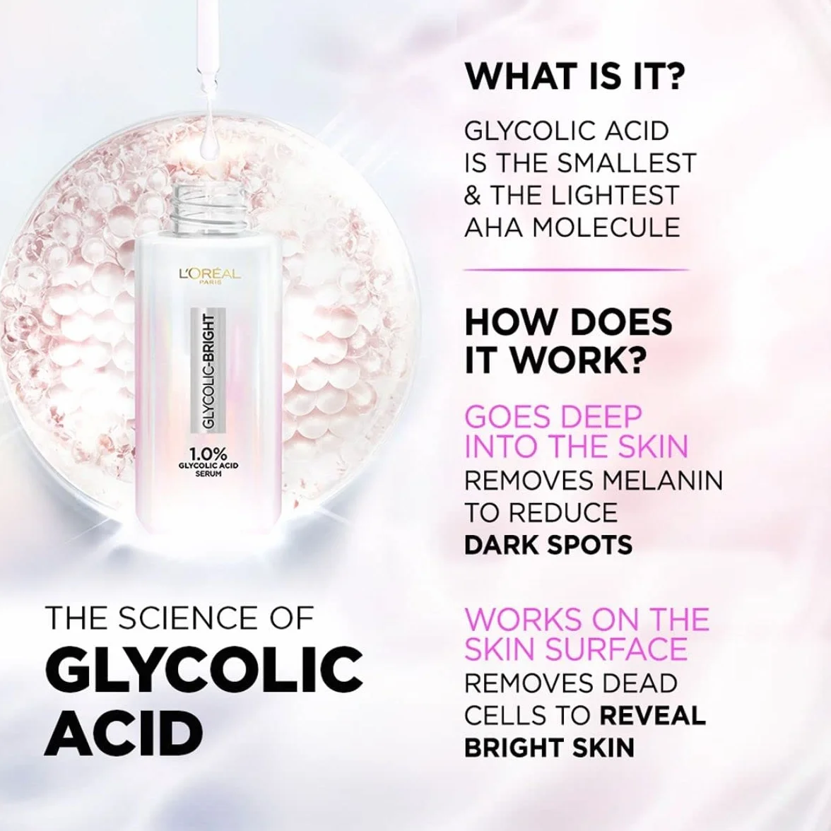 L'Oreal Paris Glycolic Bright Nettoyant moussant quotidien pour le visage, 100 ml | Nettoyant visage à l'acide glycolique pour peau terne | Nettoyant visage lumineux quotidien
