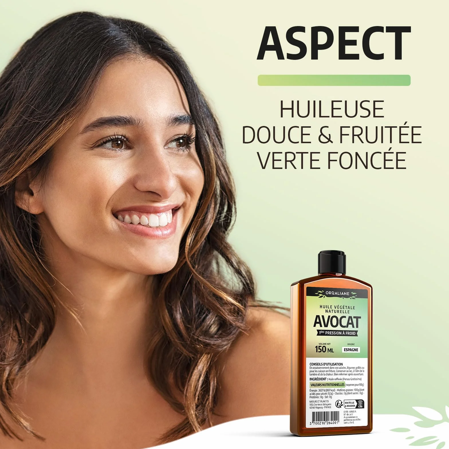 Huile d'Avocat 100% pure 500 ml - Assaisonnement cuisine - Huile corps et cheveux