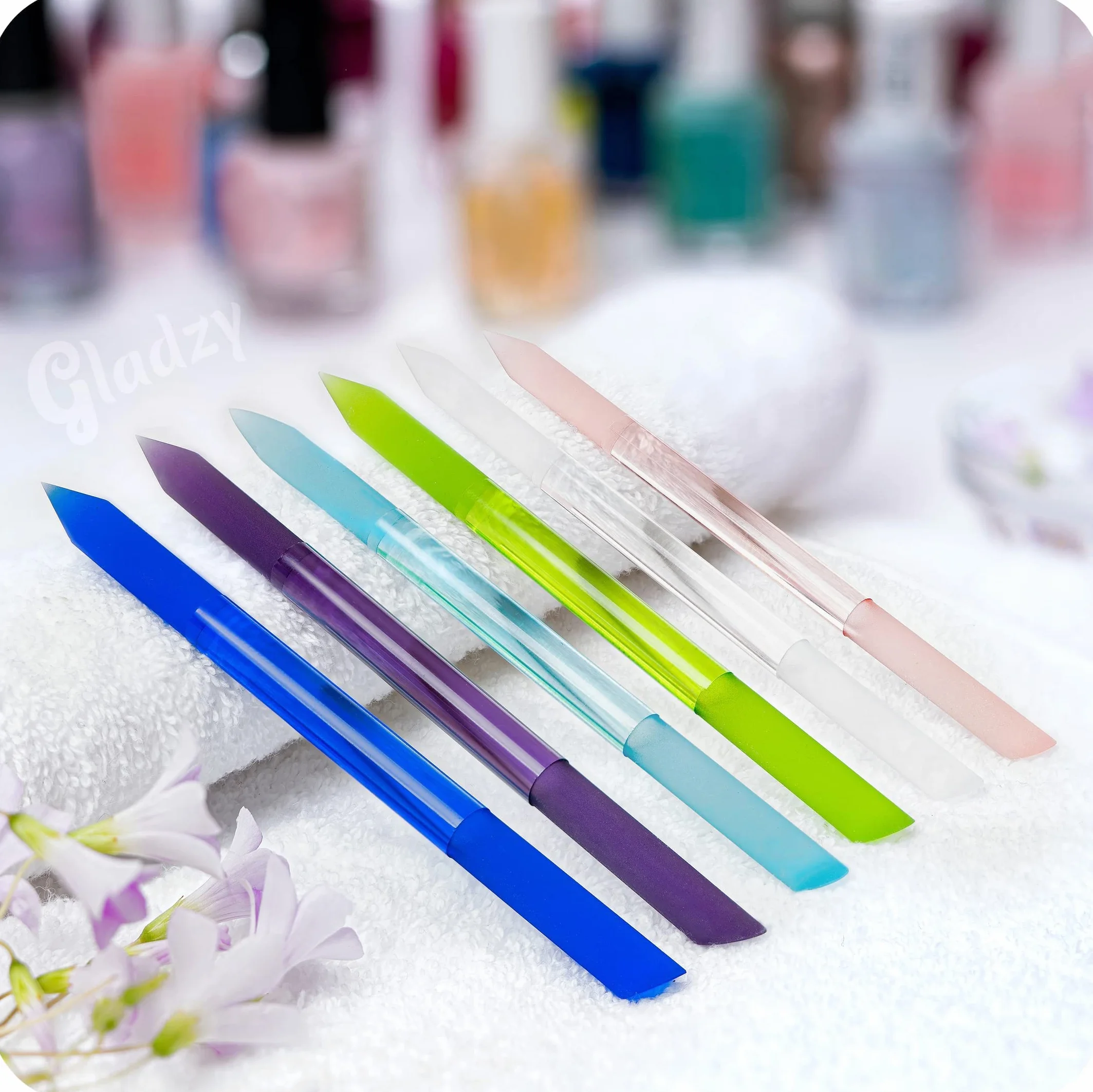Gladzy Lime à Ongles Verre avec Poussoir Cuticules - Bâton Manucure Dissolvant Professionnel Précision
