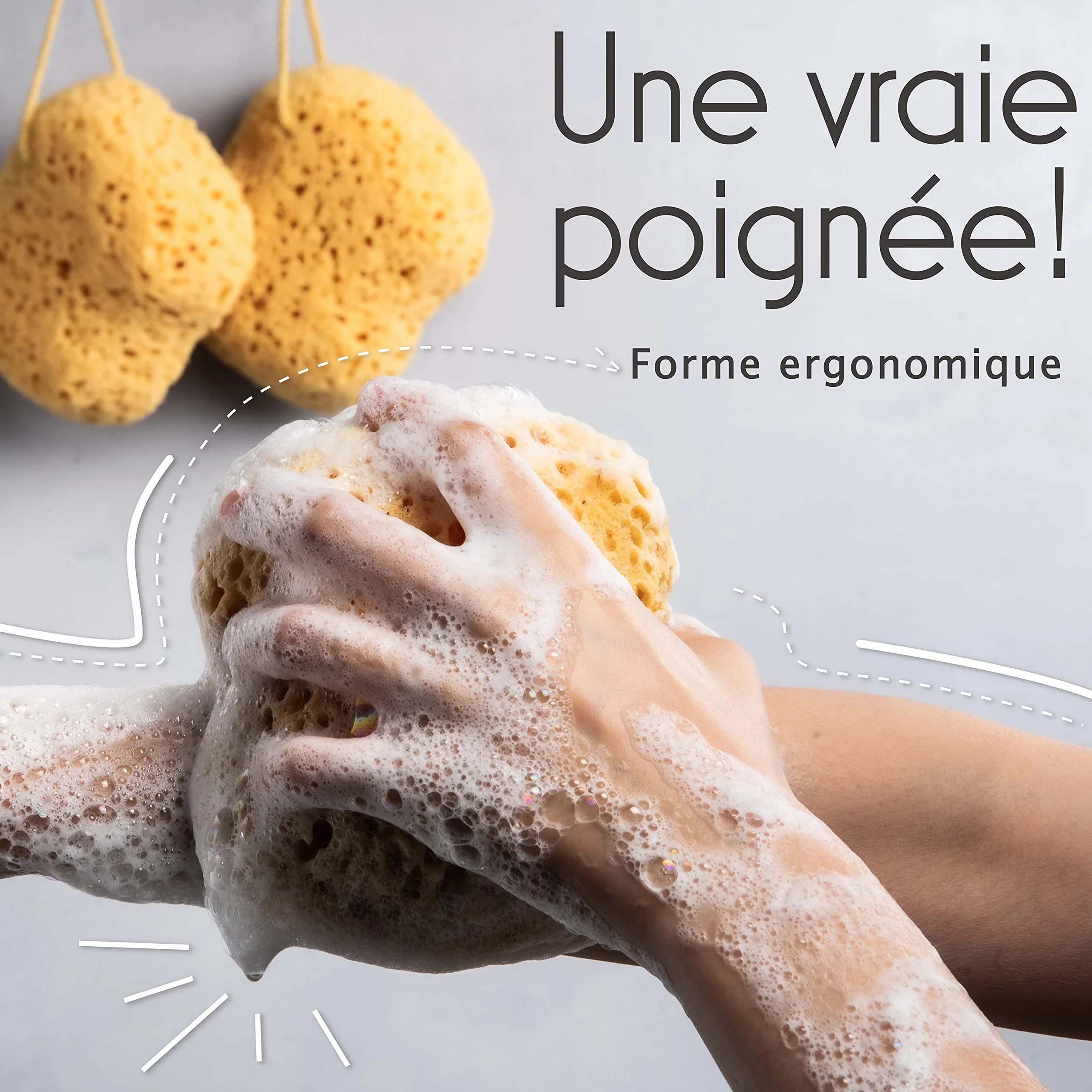 myHomeBody Éponge de bain Loofah mousse grande taille 3 paquets