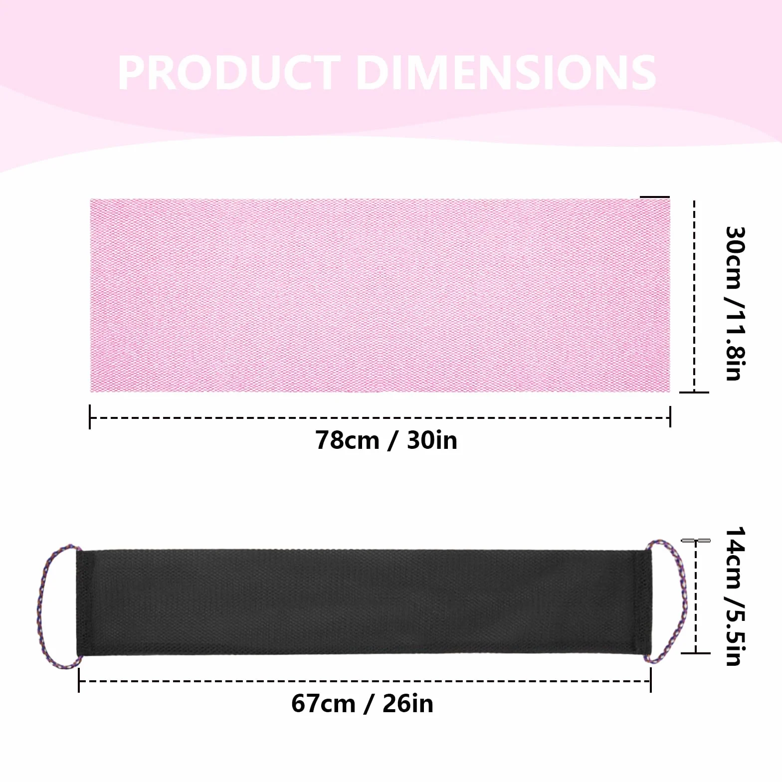 Serviette Exfoliante Réutilisable Filet de Douche Africain Nylon Résistant pour Corps Femmes Hommes Noir Rose
