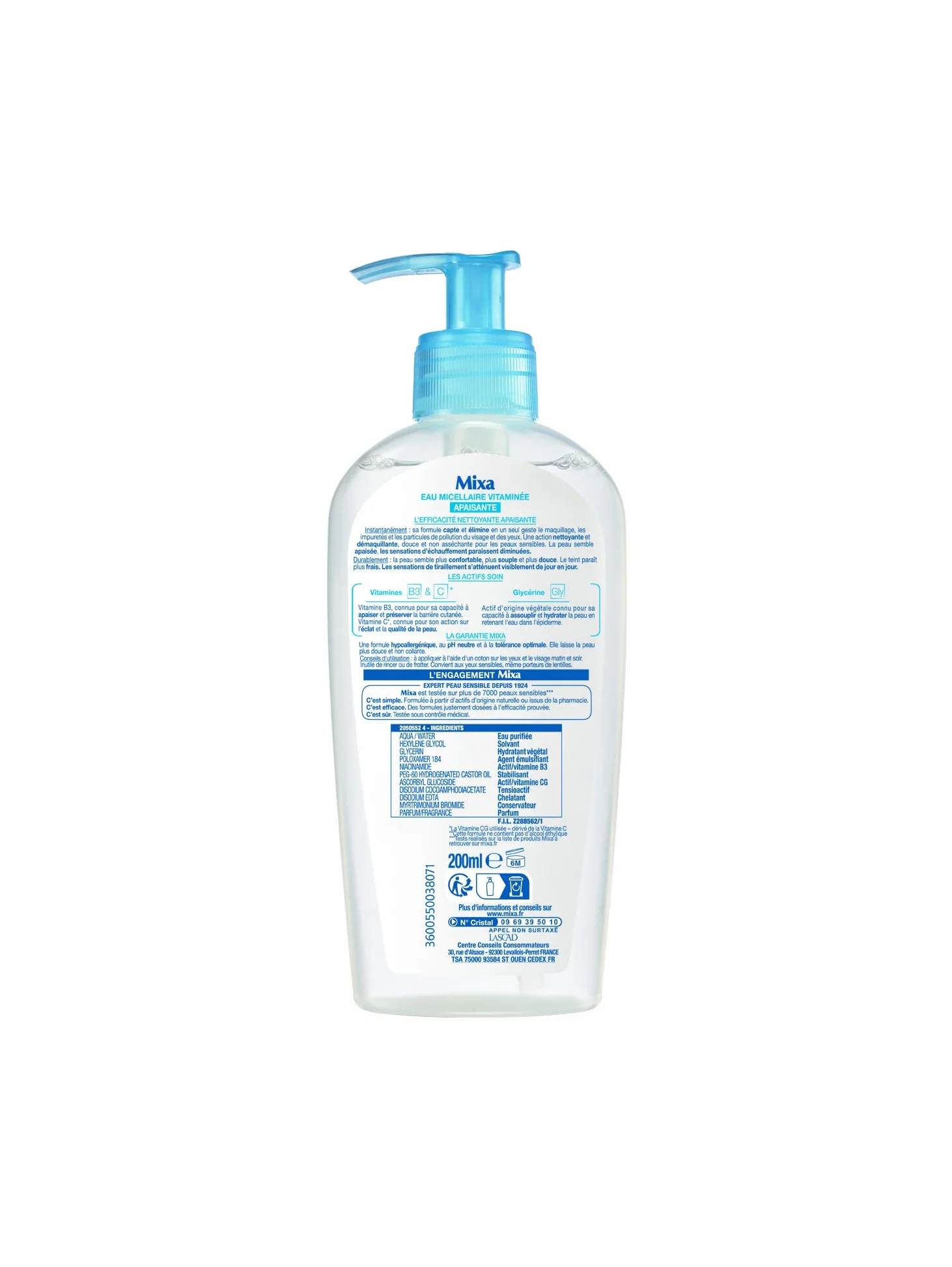 MIXA Eau Nettoyante Apaissante Peaux Très Sensibles 200ml
