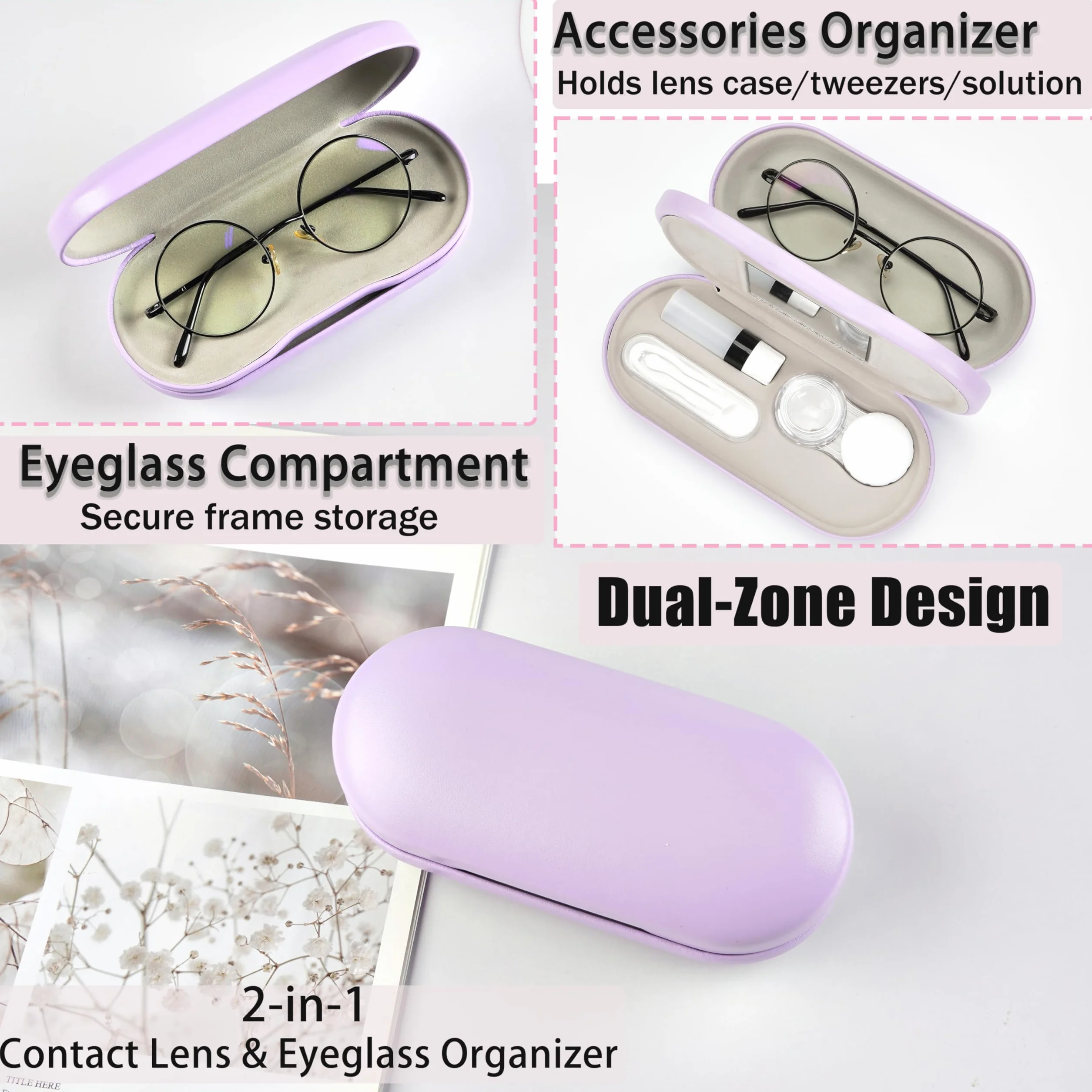 Étui à lunettes 2 en 1 portable double face multifonction avec outil