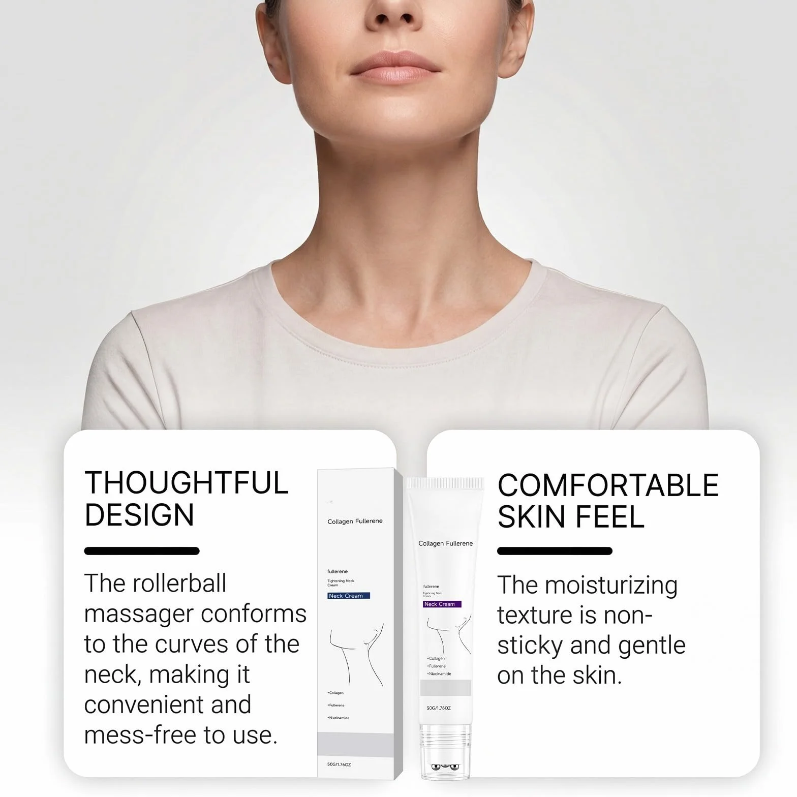 Magic Collagen Fullerene Neck Cream - Neck Skincare with Collagen Peptides,Neck Firming Creams, Moisturizing, Wrinkles & Fine Lines Skin Care,Lightweight and Fast-Absorbing
