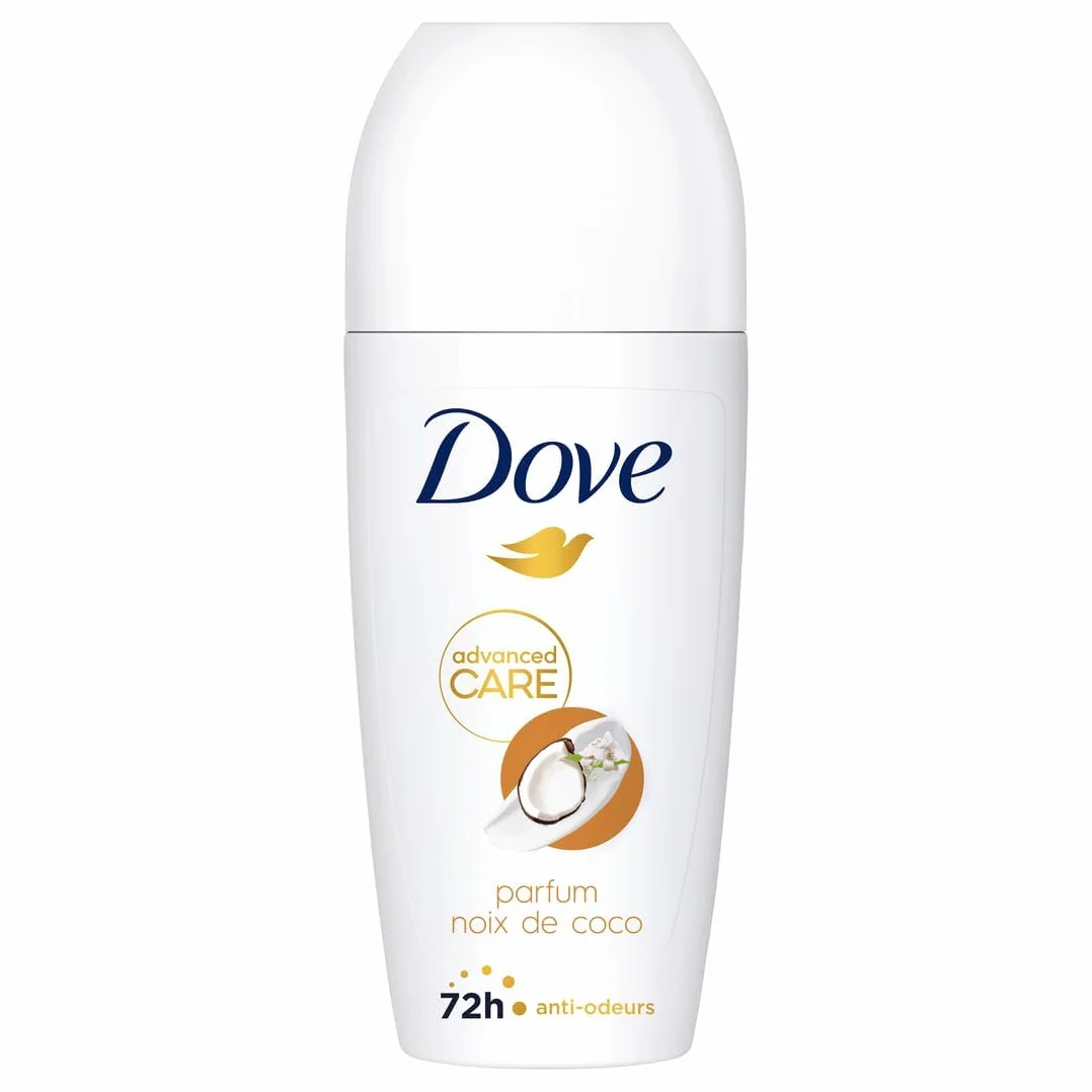 DOVE Déodorant Bille Anti-Transpirant Advanced Care - Noix de Coco - Soin quotidien des aisselles - 72h de protection contre la transpiration - lot de 6x50ml