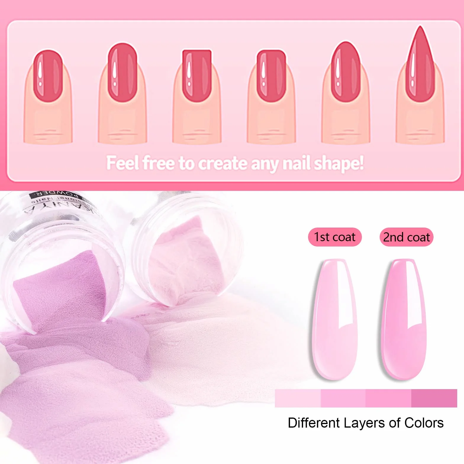 Kit de Poudre à Ongles 29Pcs 8 Couleurs Poudre de Tremper Français Blanc Paillette Acrylique avec Base Top Finition Activateur Pinceau Nail Art Manucure