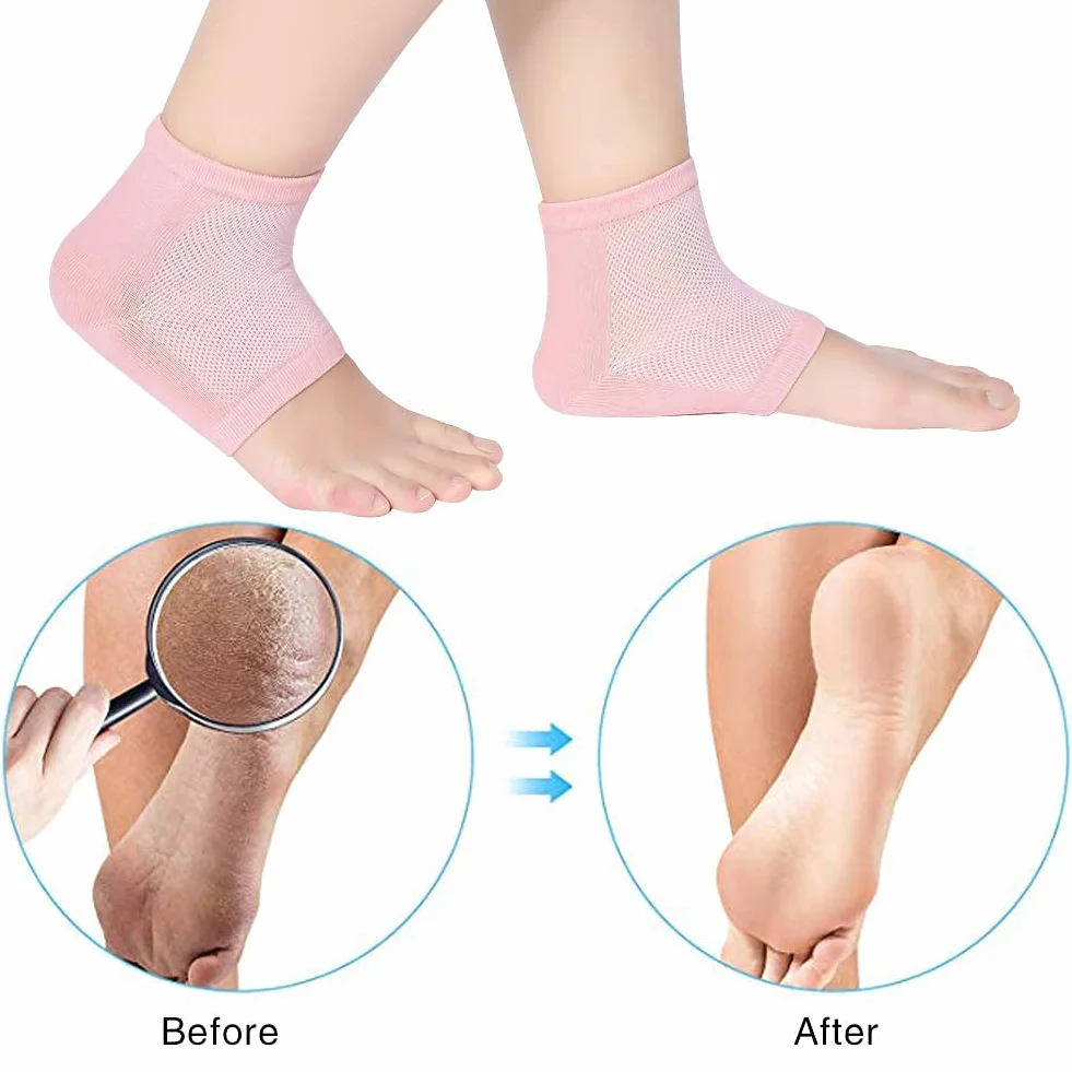 Chaussettes talon gel pour fasciite plantaire, protection éperon calcanéen, orteils ouverts