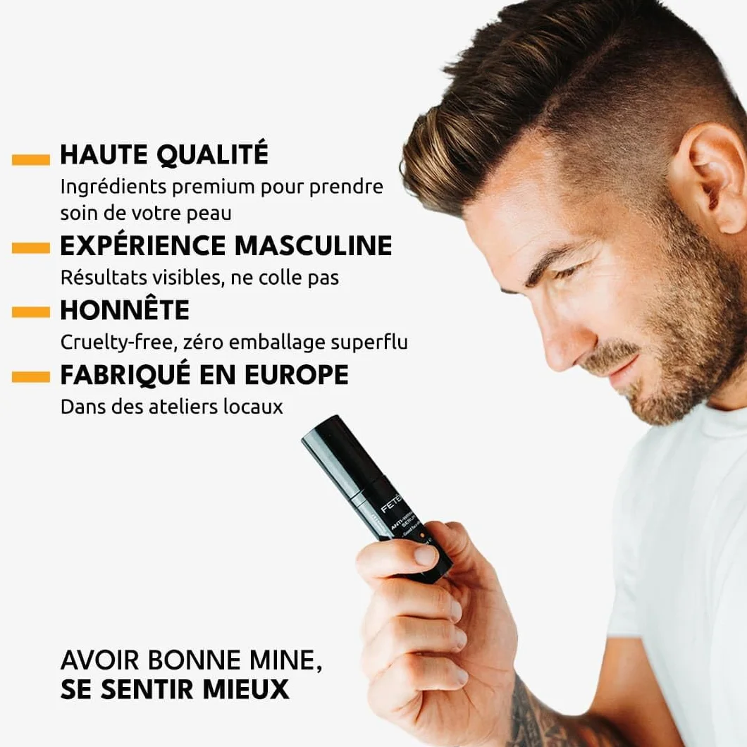 FETEN Sérum Vitamine C et Rétinol pour Homme - Crème Hydratante Anti Rides Visage et Contour des Yeux - Soin Anti-âge