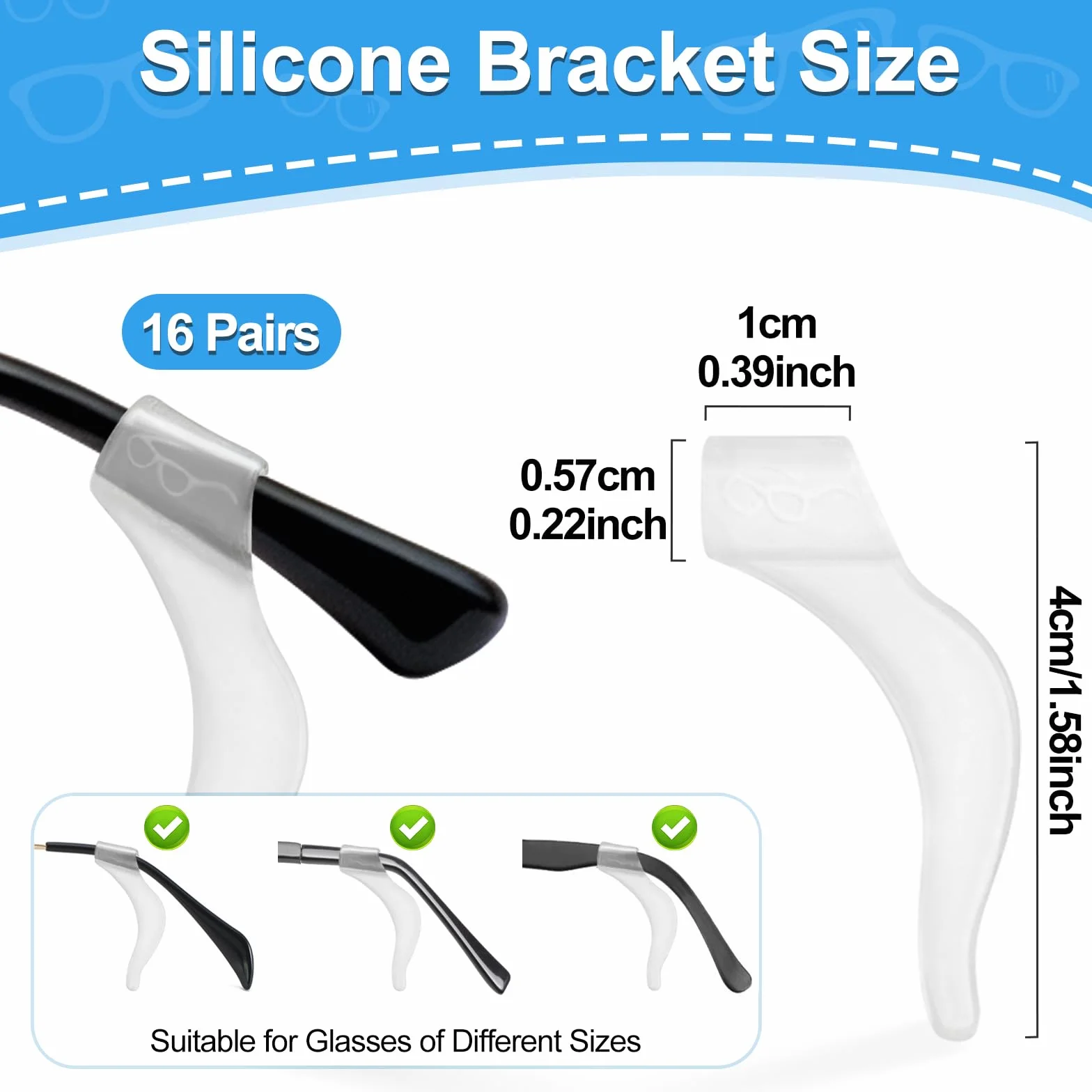 Crochets d'oreille en Silicone Anti Glisse pour Lunettes, Porte-Lunettes Anti-Dérapant Universels