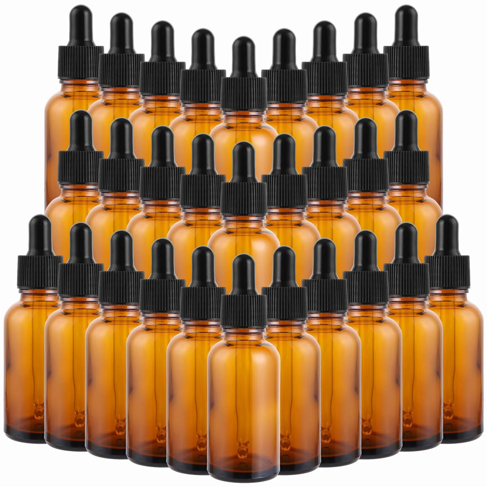 Lot de 30 flacons compte-gouttes en verre ambré de 30 ml avec pipette pour huile essentielle, huiles parfumées, aromathérapie, parfums, liquides