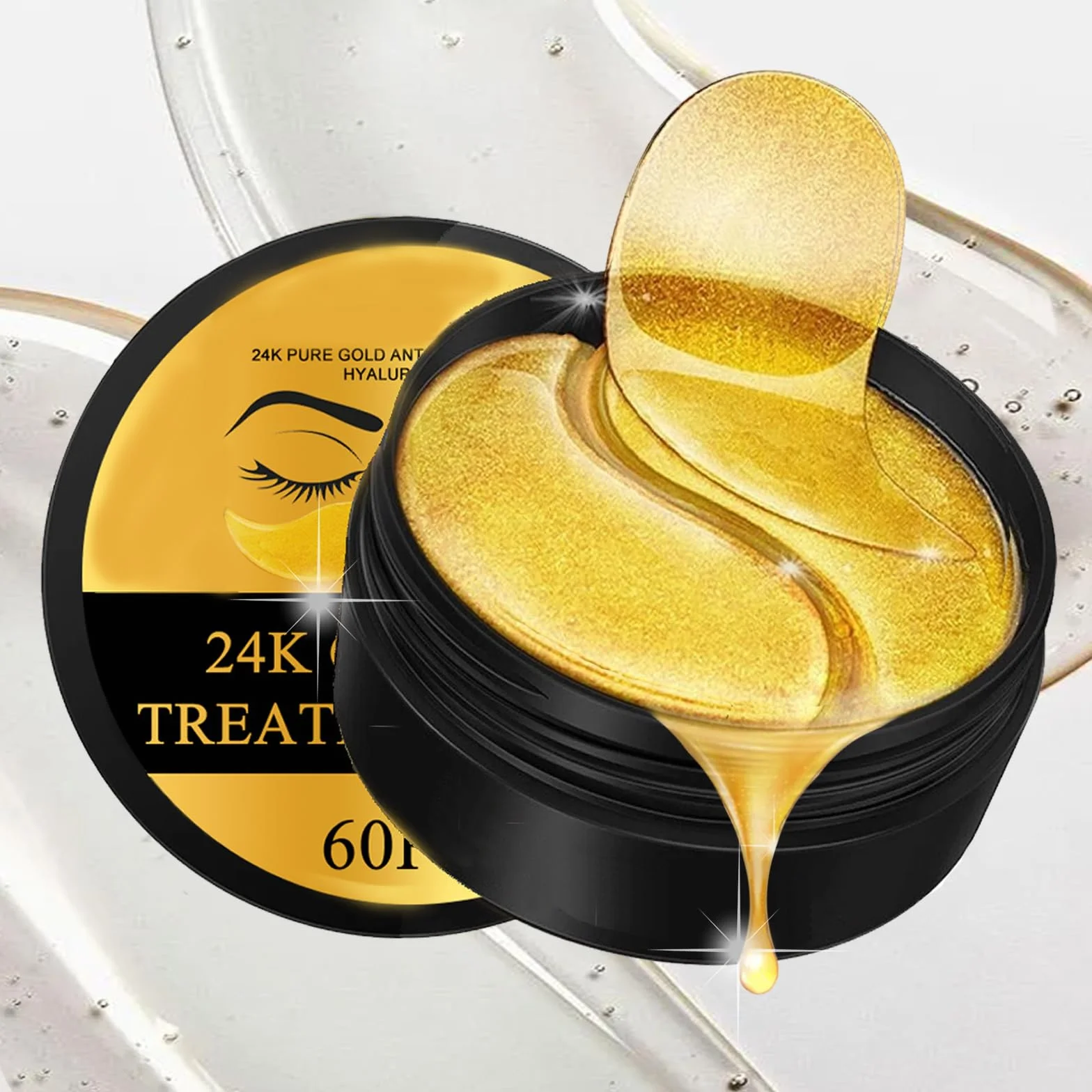 Masque pour les yeux en or 24 carats, patchs de gel sous les yeux, 30 paires (60 pièces)