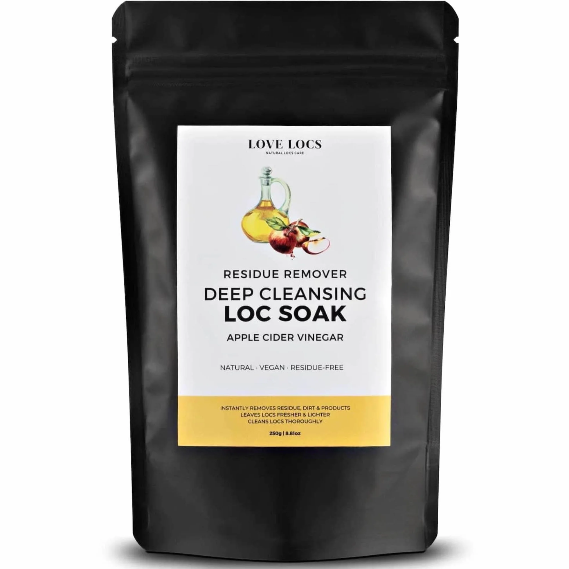 Love Locs Poudre Détox Dreadlocks au Vinaigre de Cidre de Pomme | Bain Détox Locks et Dreads | Nettoyant Clarifiant Cuir Chevelu | Soin Naturel Sans Résidus pour Dreadlocks