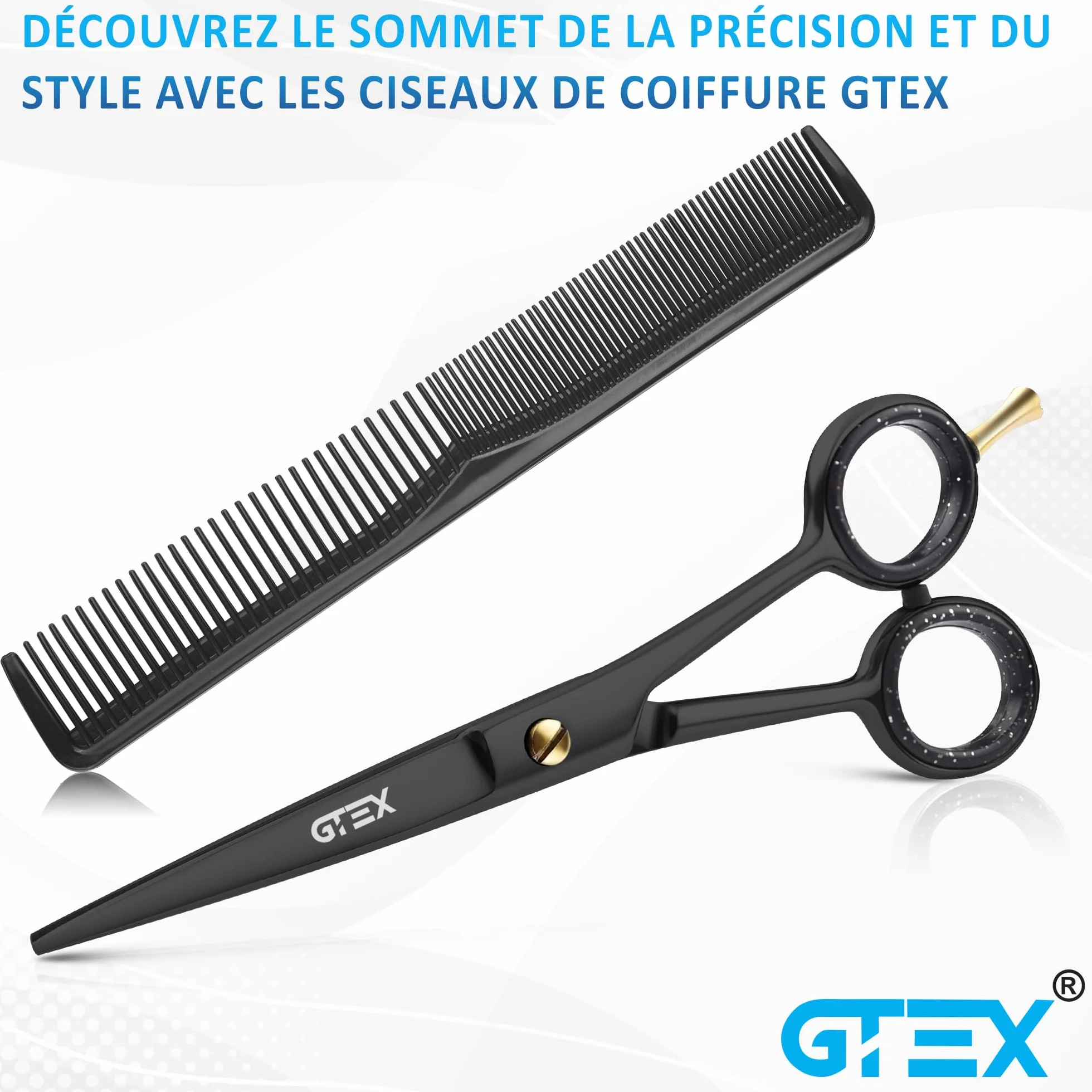 Ciseaux Coiffure Professionnel GTEX 6,5 Pouces Acier Inoxydable Haute Teneur en Carbone
