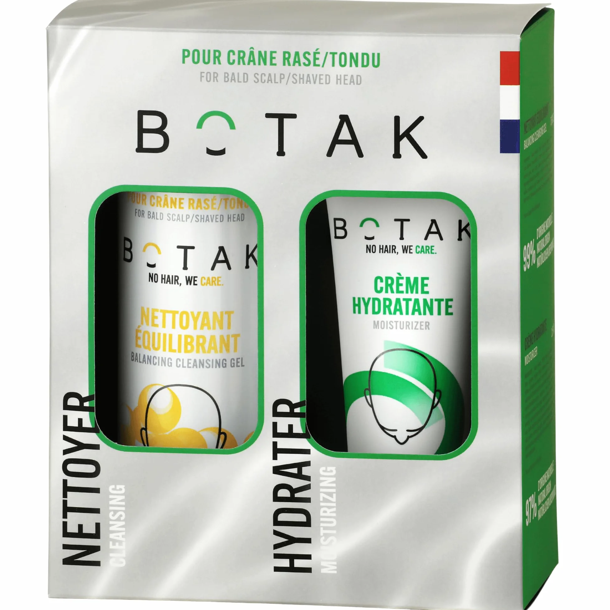 BOTAK Coffret Cadeau soin crâne rasé 99% 97% origine naturelle Végan Français Régule pH microbiome