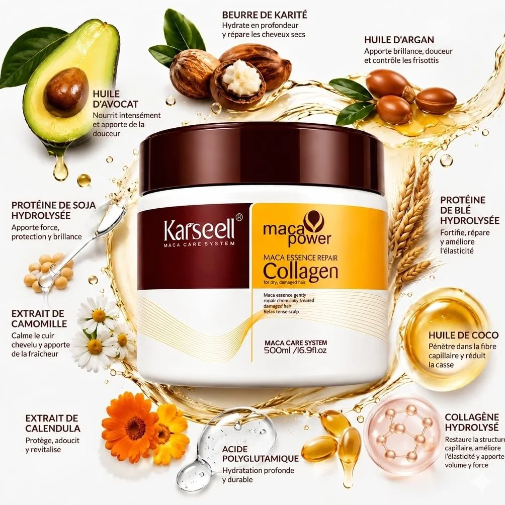 Karseell MACA CARE SYSTEM Masque Cheveux Professionnel Collagène 500ml