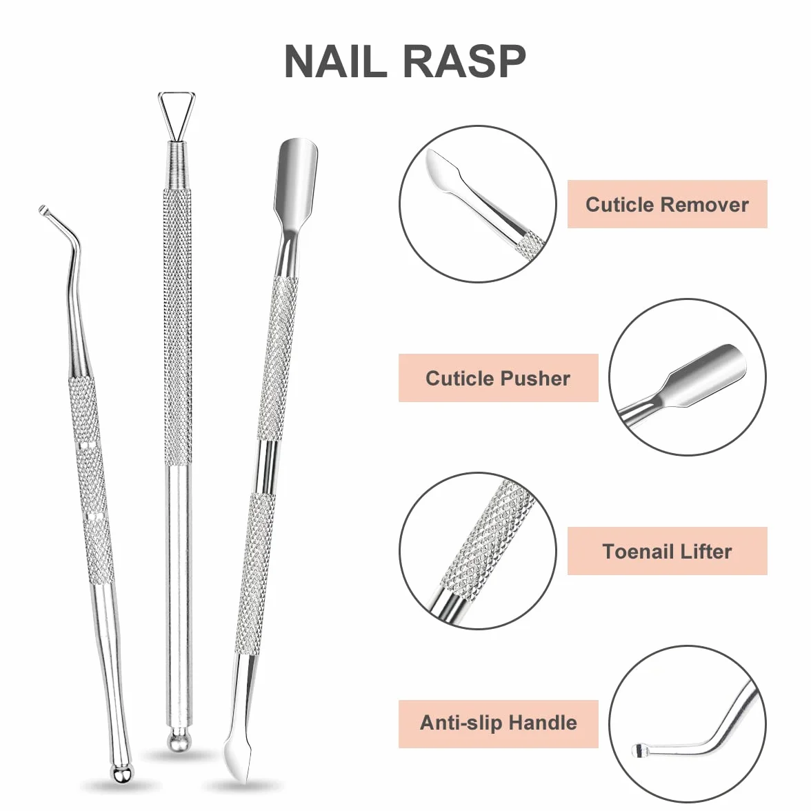 Pinces à Cuticules 4 en 1 Acier Inoxydable Professionnel Trousse Manucure Pédicure