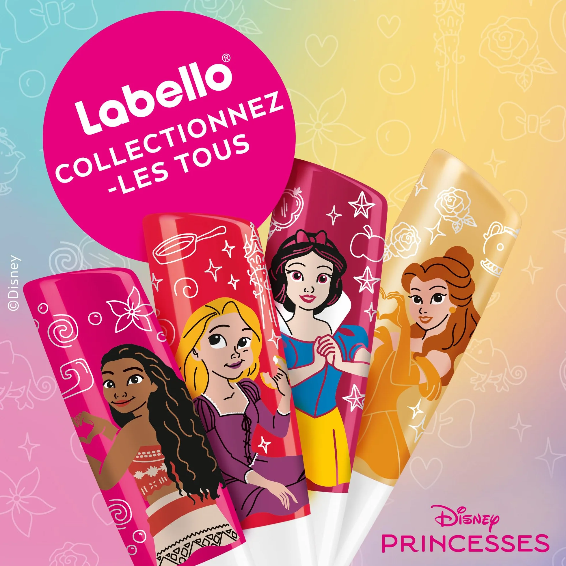 LABELLO Baume à lèvres Disney Princesse Belle Vanilla Cupcake 4,8g Stick hydratant vanille