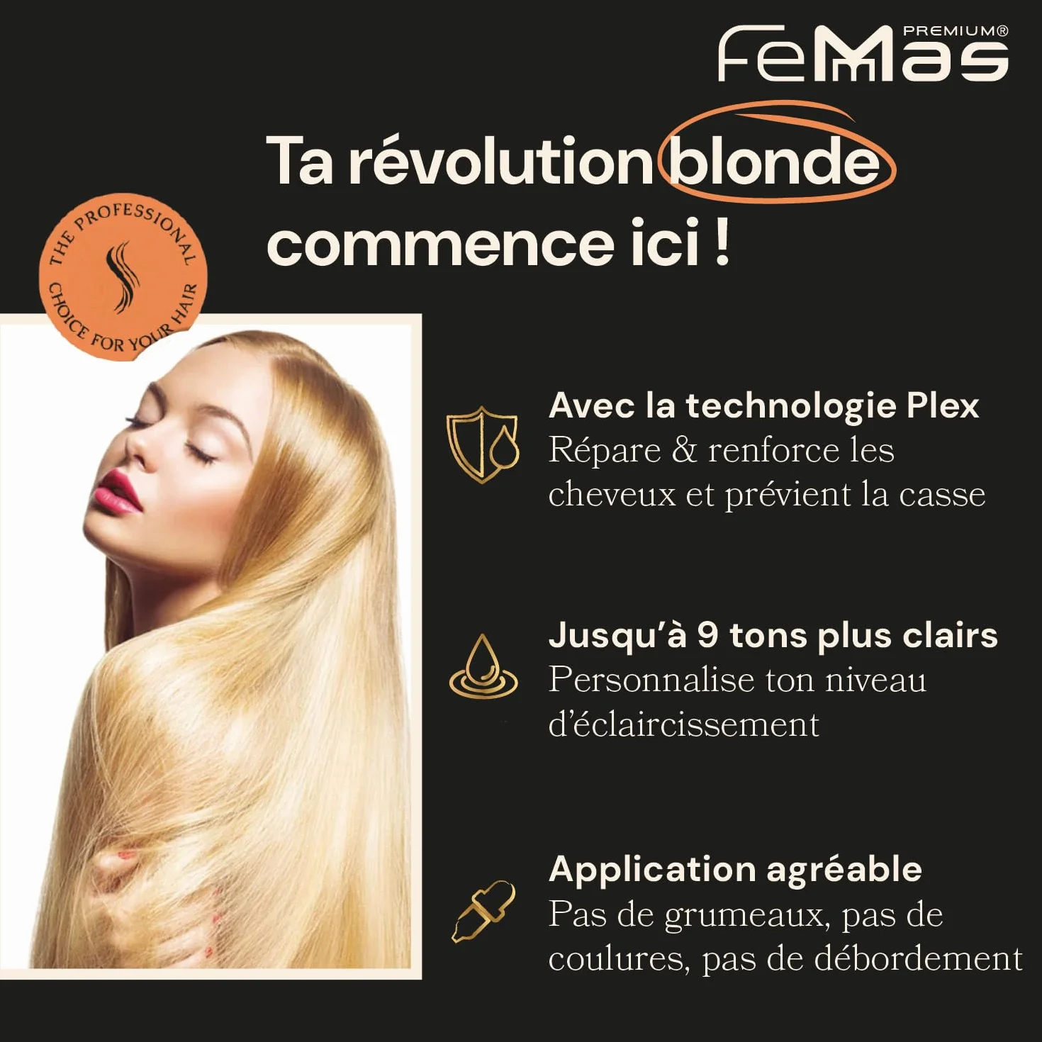 FemMas Poudre de blanchiment bleue 500 g I Poudre de blanchiment avec technologie Plex et huile d'argan I éclaircissante uniforme I Ultra forte et sans poudre I Hair Bleach pour éclaircir jusqu'à 9